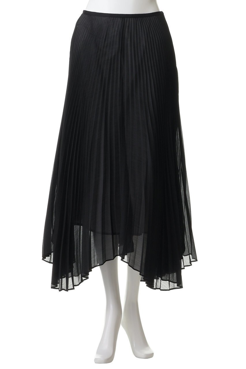 【ランバン オン ブルー/LANVIN en Bleu】のオーガンジーカーブヘムプリーツスカート 人気、トレンドファッション・服の通販 founy(ファニー) 　ファッション　Fashion　レディースファッション　Fashion for Women　スカート　Skirts　プリーツスカート / 上品フェミニンスタイル　Pleated Skirts　ロングスカート　Long Skirts / Maxi & Midi Skirts　おすすめ　Recommended / Our Picks　オーガンジー　Organza Fabric　ダウン　Down, Puffer　プリーツ　Pleats, Pleated　ランダム　Random, Irregular　ロング　Long, Long-Length　新作・新入荷　New Arrivals / New In　other-2|ID: prp329100004923806 ipo3291000000036945470