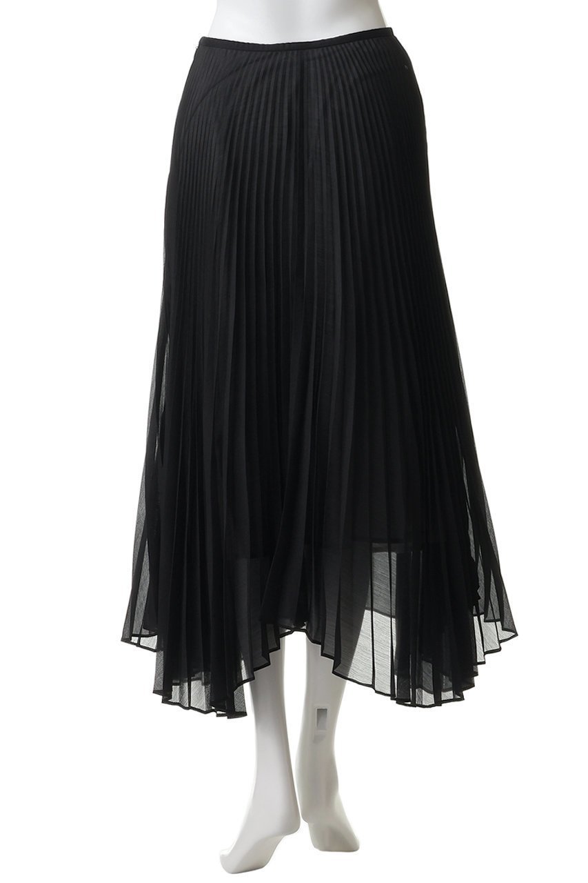 【ランバン オン ブルー/LANVIN en Bleu】のオーガンジーカーブヘムプリーツスカート 人気、トレンドファッション・服の通販 founy(ファニー) 　ファッション　Fashion　レディースファッション　Fashion for Women　スカート　Skirts　プリーツスカート / 上品フェミニンスタイル　Pleated Skirts　ロングスカート　Long Skirts / Maxi & Midi Skirts　おすすめ　Recommended / Our Picks　オーガンジー　Organza Fabric　ダウン　Down, Puffer　プリーツ　Pleats, Pleated　ランダム　Random, Irregular　ロング　Long, Long-Length　新作・新入荷　New Arrivals / New In　other-4|ID: prp329100004923806 ipo3291000000036945476