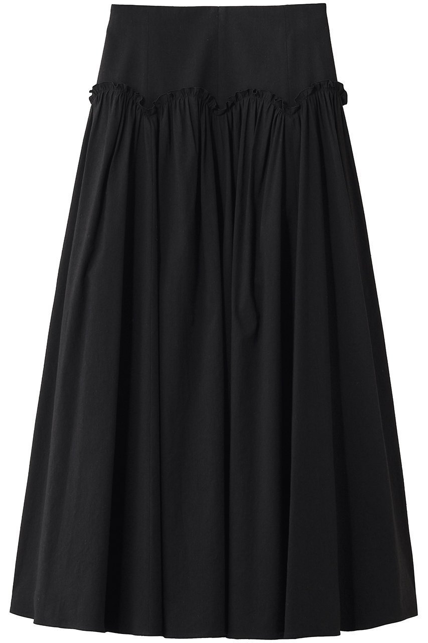 【アルアバイル/allureville】の【Loulou Willoughby】コットンリネンスカラップスカート インテリア・キッズ・メンズ・レディースファッション・服の通販 founy(ファニー) 　ファッション　Fashion　レディースファッション　Fashion for Women　スカート　Skirts　ロングスカート　Long Skirts / Maxi & Midi Skirts　ギャザー　Gathered, Ruffled　クロップド　Cropped, Short Length　スカラップ　Scallop, Scalloped Edge　ドレープ　Drape, Draping Fabric　リネン　Linen, Linen Fabric　ロング　Long, Long-Length　新作・新入荷　New Arrivals / New In　ブラック|ID: prp329100004923809 ipo3291000000036945495