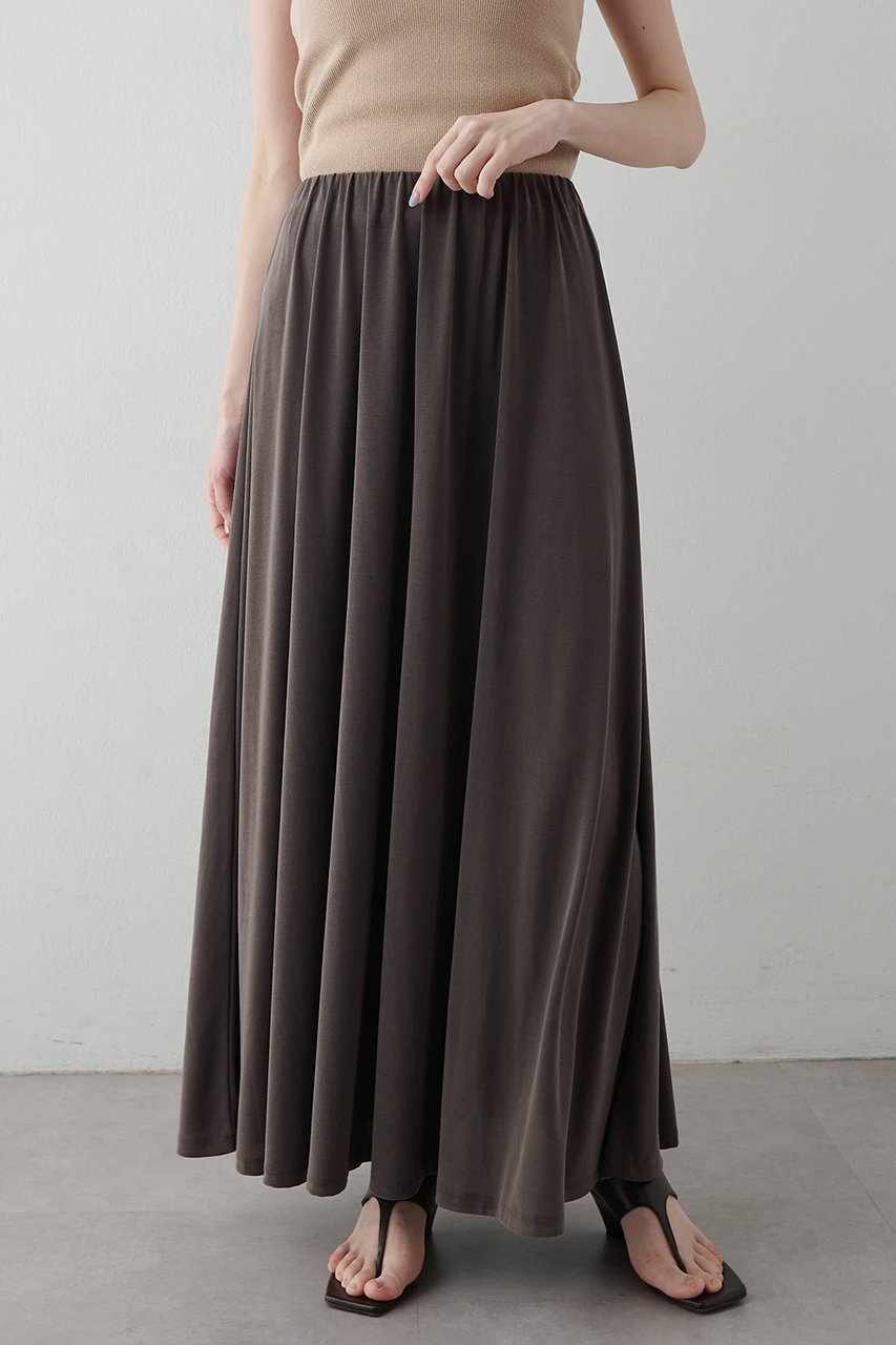 【ウィムガゼット/Whim Gazette】のフィブリル天竺ギャザースカート インテリア・キッズ・メンズ・レディースファッション・服の通販 founy(ファニー) 　ファッション　Fashion　レディースファッション　Fashion for Women　スカート　Skirts　ロングスカート　Long Skirts / Maxi & Midi Skirts　おすすめ　Recommended / Our Picks　カットソー　Cut and Sewn Top　ギャザー　Gathered, Ruffled　ロング　Long, Long-Length　エレガント 上品　Elegant　新作・新入荷　New Arrivals / New In　チャコールグレー|ID: prp329100004923872 ipo3291000000036945977