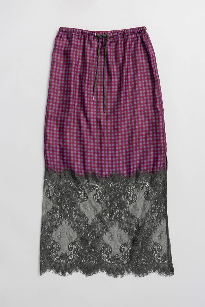 【メゾンスペシャル/MAISON SPECIAL】のCheck Lace Tight Skirt/チェックレースタイトスカート インテリア・キッズ・メンズ・レディースファッション・服の通販 founy(ファニー) 　ファッション　Fashion　レディースファッション　Fashion for Women　スカート　Skirts　ロングスカート　Long Skirts / Maxi & Midi Skirts　チェック　Check, Plaid, Tartan　ビビッド　Vivid, Bright Tone　レース　Lace, Lace Fabric　ロング　Long, Long-Length　今季　This Season, Current Season　新作・新入荷　New Arrivals / New In　PNK(ピンク)|ID: prp329100004923888 ipo3291000000036946103