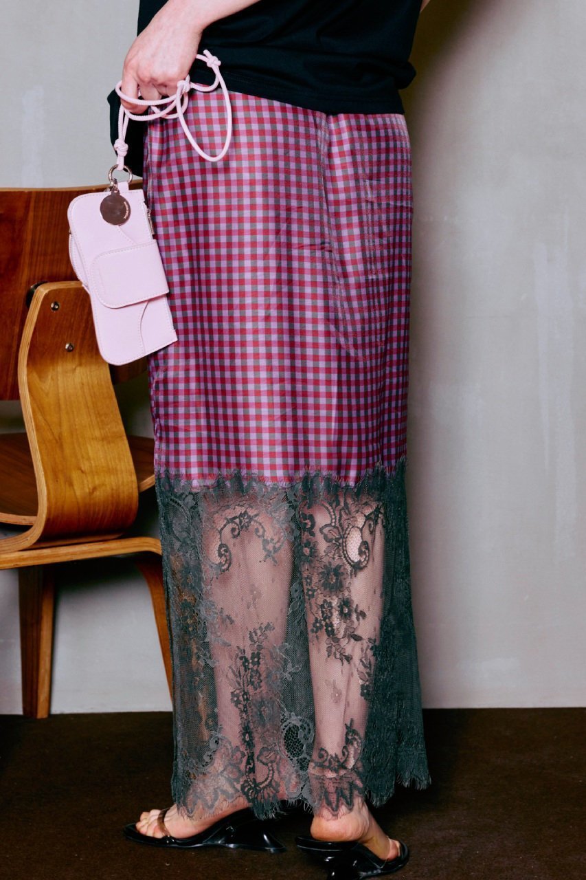 【メゾンスペシャル/MAISON SPECIAL】のCheck Lace Tight Skirt/チェックレースタイトスカート 人気、トレンドファッション・服の通販 founy(ファニー) 　ファッション　Fashion　レディースファッション　Fashion for Women　スカート　Skirts　ロングスカート　Long Skirts / Maxi & Midi Skirts　チェック　Check, Plaid, Tartan　ビビッド　Vivid, Bright Tone　レース　Lace, Lace Fabric　ロング　Long, Long-Length　今季　This Season, Current Season　新作・新入荷　New Arrivals / New In　other-5|ID: prp329100004923888 ipo3291000000036946117