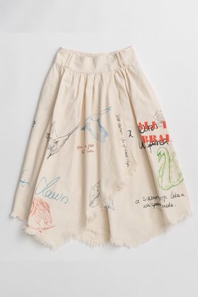 【メゾンスペシャル/MAISON SPECIAL】のAsymmetrical Wrap Print Skirt/アシンメトリーラッププリントスカート 大人の最旬トレンドファッション＆コーディネート founy(ファウニー) ファッション Fashion レディースファッション Fashion for Women スカート Skirts ロングスカート Long Skirts / Maxi & Midi Skirts アシンメトリー Asymmetrical Style キャンバス Canvas, Canvas Fabric シンプル Simple, Minimal フォルム Silhouette, Form フリンジ Fringe, Tassel フレア Flare, Flared プリント Print, Printed Pattern ヘムライン Hemline, Bottom Cut ラップ Wrap, Wrap Design ロング Long, Long-Length 手描き Hand-Drawn, Illustrated |ID:prp329100004923893