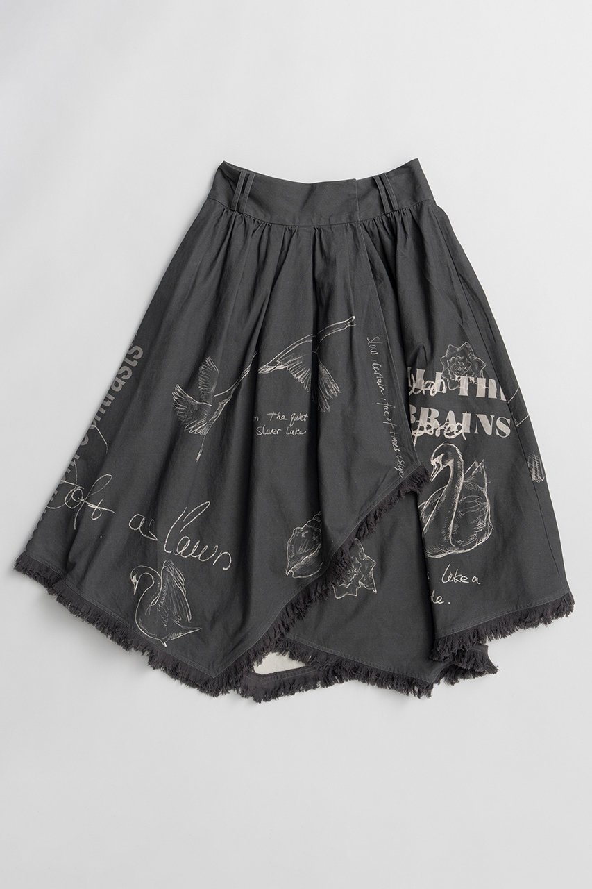 【メゾンスペシャル/MAISON SPECIAL】のAsymmetrical Wrap Print Skirt/アシンメトリーラッププリントスカート インテリア・キッズ・メンズ・レディースファッション・服の通販 founy(ファニー) 　ファッション　Fashion　レディースファッション　Fashion for Women　スカート　Skirts　ロングスカート　Long Skirts / Maxi & Midi Skirts　アシンメトリー　Asymmetrical Style　キャンバス　Canvas, Canvas Fabric　シンプル　Simple, Minimal　フォルム　Silhouette, Form　フリンジ　Fringe, Tassel　フレア　Flare, Flared　プリント　Print, Printed Pattern　ヘムライン　Hemline, Bottom Cut　ラップ　Wrap, Wrap Design　ロング　Long, Long-Length　手描き　Hand-Drawn, Illustrated　新作・新入荷　New Arrivals / New In　GRY(グレー)|ID: prp329100004923893 ipo3291000000036946129