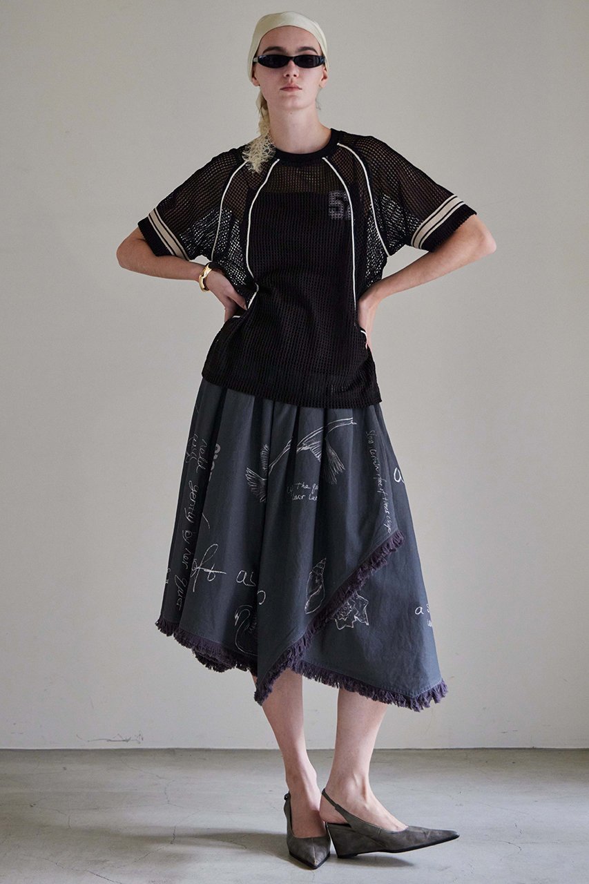 【メゾンスペシャル/MAISON SPECIAL】のAsymmetrical Wrap Print Skirt/アシンメトリーラッププリントスカート 人気、トレンドファッション・服の通販 founy(ファニー) 　ファッション　Fashion　レディースファッション　Fashion for Women　スカート　Skirts　ロングスカート　Long Skirts / Maxi & Midi Skirts　アシンメトリー　Asymmetrical Style　キャンバス　Canvas, Canvas Fabric　シンプル　Simple, Minimal　フォルム　Silhouette, Form　フリンジ　Fringe, Tassel　フレア　Flare, Flared　プリント　Print, Printed Pattern　ヘムライン　Hemline, Bottom Cut　ラップ　Wrap, Wrap Design　ロング　Long, Long-Length　手描き　Hand-Drawn, Illustrated　新作・新入荷　New Arrivals / New In　other-5|ID: prp329100004923893 ipo3291000000036946144