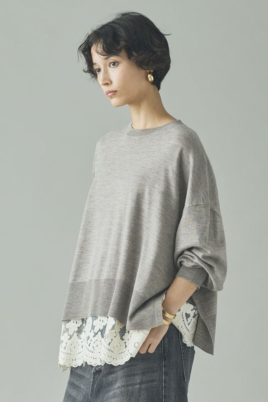 【カレンソロジー/Curensology】のハイゲージレースニットプルオーバー インテリア・キッズ・メンズ・レディースファッション・服の通販 founy(ファニー) 　ファッション　Fashion　レディースファッション　Fashion for Women　トップス・カットソー　Cut & Sew Tops　ニット　Knit Tops & Sweaters　ベスト&ジレ / 重ね着スタイル　Vests & Gilets　カジュアルプルオーバー・ニットトップス　Pullovers & Knit Tops / Casual Pullovers　おすすめ　Recommended / Our Picks　キャミソール　Camisole, Spaghetti Strap Top　スリット　Slit, Slit Detail　フィット　Fit, Slim Fit　フラワー　Flower, Floral　モチーフ　Motif, Design Theme　レース　Lace, Lace Fabric　ワイド　Wide, Wide Fit　グレージュ|ID: prp329100004924371 ipo3291000000036950099