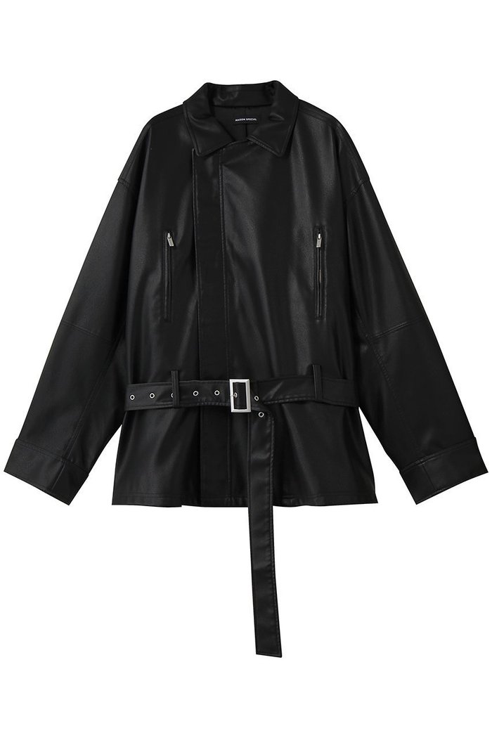 【メゾンスペシャル/MAISON SPECIAL】のBelted Faux Leather Jacket/ベルテッドフェイクレザージャケット インテリア・キッズ・メンズ・レディースファッション・服の通販 founy(ファニー) https://founy.com/ ファッション Fashion レディースファッション Fashion for Women アウター Coat / Outerwear Collection レディースジャケット・軽アウター Jackets おすすめ Recommended / Our Picks クール Cool, Chic ジャケット Jacket, Outerwear フェイクレザー Faux Leather, PU Leather ブラウジング Blouson Silhouette, Cinched Waist |ID: prp329100004924386 ipo3291000000036950214