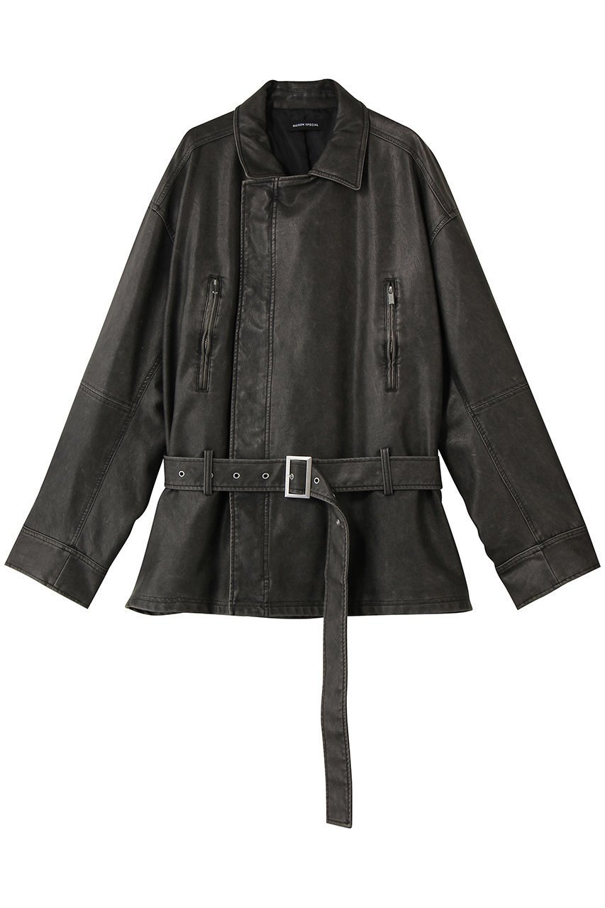 【メゾンスペシャル/MAISON SPECIAL】のBelted Faux Leather Jacket/ベルテッドフェイクレザージャケット インテリア・キッズ・メンズ・レディースファッション・服の通販 founy(ファニー) 　ファッション　Fashion　レディースファッション　Fashion for Women　アウター　Coat / Outerwear Collection　レディースジャケット・軽アウター　Jackets　おすすめ　Recommended / Our Picks　クール　Cool, Chic　ジャケット　Jacket, Outerwear　フェイクレザー　Faux Leather, PU Leather　ブラウジング　Blouson Silhouette, Cinched Waist　D.BLK(ブラック)|ID: prp329100004924386 ipo3291000000036950217