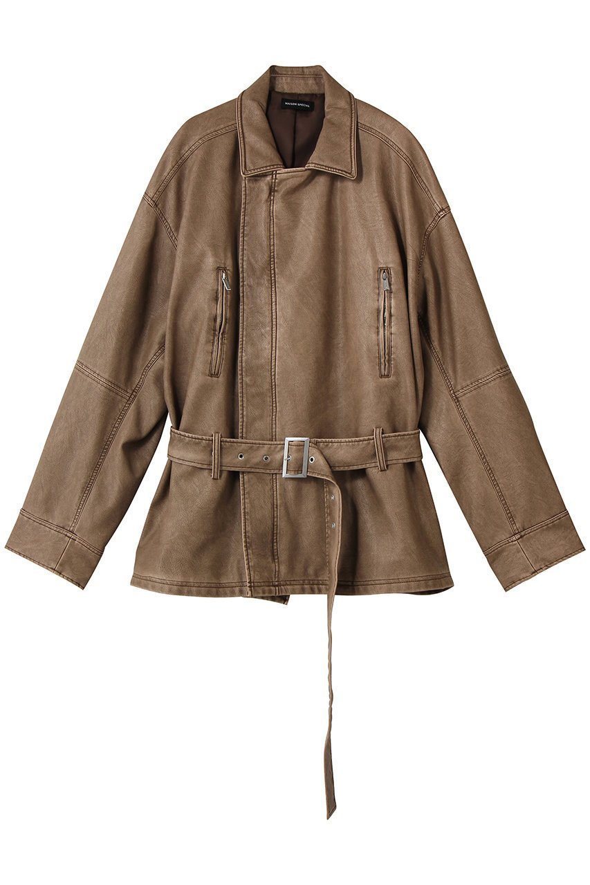 【メゾンスペシャル/MAISON SPECIAL】のBelted Faux Leather Jacket/ベルテッドフェイクレザージャケット インテリア・キッズ・メンズ・レディースファッション・服の通販 founy(ファニー) 　ファッション　Fashion　レディースファッション　Fashion for Women　アウター　Coat / Outerwear Collection　レディースジャケット・軽アウター　Jackets　おすすめ　Recommended / Our Picks　クール　Cool, Chic　ジャケット　Jacket, Outerwear　フェイクレザー　Faux Leather, PU Leather　ブラウジング　Blouson Silhouette, Cinched Waist　D.BRN(ダークブラウン)|ID: prp329100004924386 ipo3291000000036950219