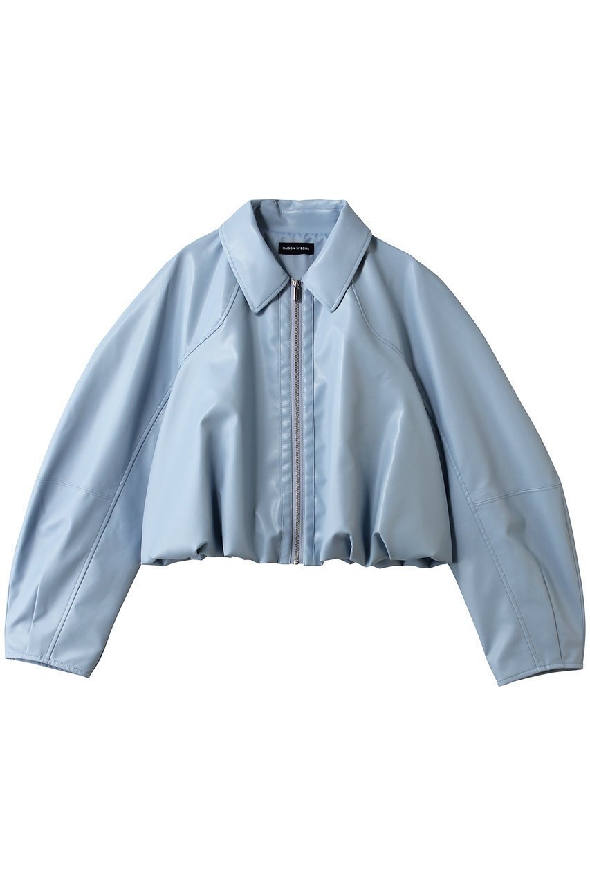 【メゾンスペシャル/MAISON SPECIAL】のGathered Balloon Faux Leather Jacket/ギャザーバルーンフェイクレザージャケット インテリア・キッズ・メンズ・レディースファッション・服の通販 founy(ファニー) 　ファッション　Fashion　レディースファッション　Fashion for Women　アウター　Coat / Outerwear Collection　レディースジャケット・軽アウター　Jackets　ショート　Short, Short Length　ジャケット　Jacket, Outerwear　バランス　Balance, Style Balance　バルーン　Balloon, Balloon Silhouette　パターン　Pattern, Design Print　エレガント 上品　Elegant　BLU(ブルー)|ID: prp329100004924387 ipo3291000000036950238