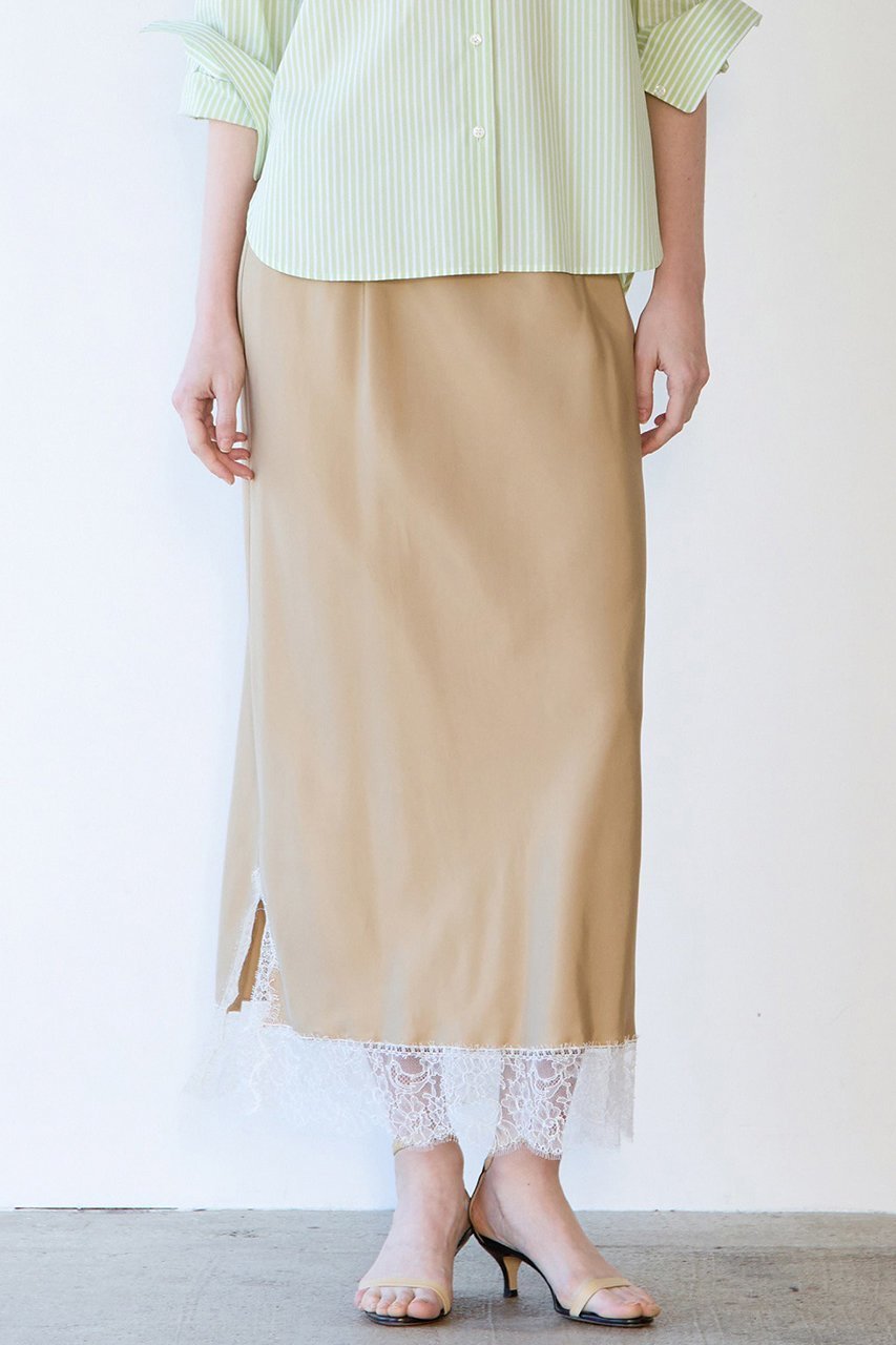 【マルティニーク/martinique】のリバーレースバイヤススカート 人気、トレンドファッション・服の通販 founy(ファニー) 　ファッション　Fashion　レディースファッション　Fashion for Women　スカート　Skirts　ロングスカート　Long Skirts / Maxi & Midi Skirts　おすすめ　Recommended / Our Picks　エレガント 上品　Elegant　サテン　Satin, Glossy Fabric　ドレープ　Drape, Draping Fabric　レース　Lace, Lace Fabric　ロング　Long, Long-Length　other-2|ID: prp329100004924440 ipo3291000000036950608