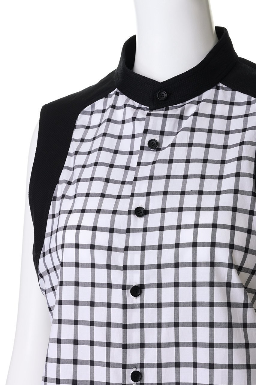 【ザ リラクス/THE RERACS】のバンドカラースリーブレスシャツ 人気、トレンドファッション・服の通販 founy(ファニー) 　ファッション　Fashion　レディースファッション　Fashion for Women　トップス・カットソー　Cut & Sew Tops　キャミソール&ノースリーブ　Camisoles & Sleeveless Tops　シャツ・ブラウス・オフィスカジュアル　Elegant Blouses & Button-Ups　コンパクト　Compact, Small Size　スラックス　Slacks, Dress Pants　チェック　Check, Plaid, Tartan　ノースリーブ　Sleeveless, No-Sleeve　マニッシュ　Mannish, Boyish　モダン　Modern, Contemporary　無地　Plain, Solid Color　other-5|ID: prp329100004924589 ipo3291000000036951751
