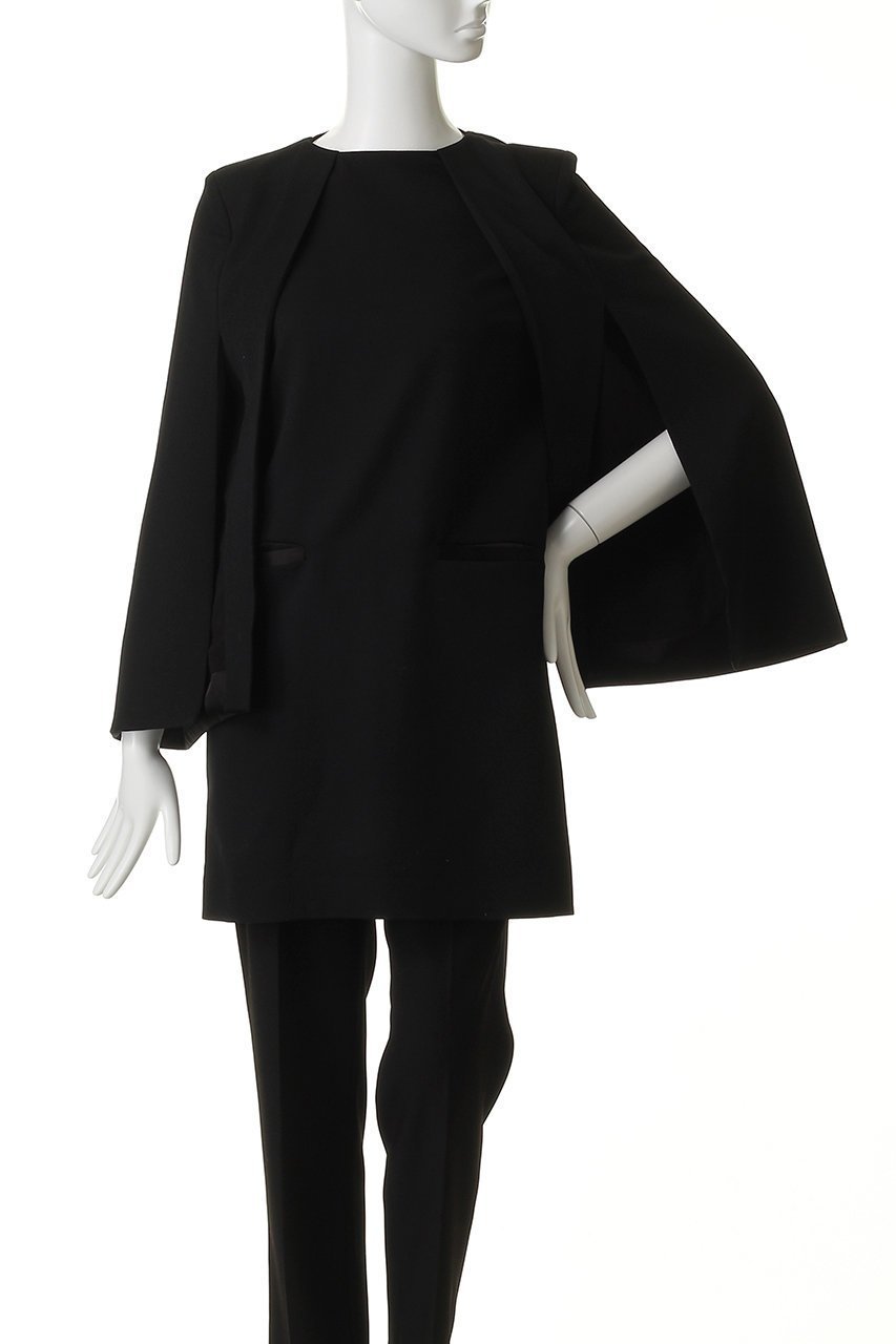 【チノ/CINOH】の【BLACK FORMAL】スリット スリーブ チュニックドレス 人気、トレンドファッション・服の通販 founy(ファニー) 　ファッション　Fashion　レディースファッション　Fashion for Women　ワンピース　Dresses　フォーマル・パーティードレス・結婚式用ドレス　Elegant & Casual Dresses　チュニック　Tunic Tops & Dresses　エレガント 上品　Elegant　サテン　Satin, Glossy Fabric　スリット　Slit, Slit Detail　スリーブ　Sleeve, Long Sleeve / Short Sleeve　チュニック　Tunic, Long Top　ドレス　Dress, One-Piece　ポケット　Pocket, Pocket Detail　マニッシュ　Mannish, Boyish　other-2|ID: prp329100004924659 ipo3291000000036952237