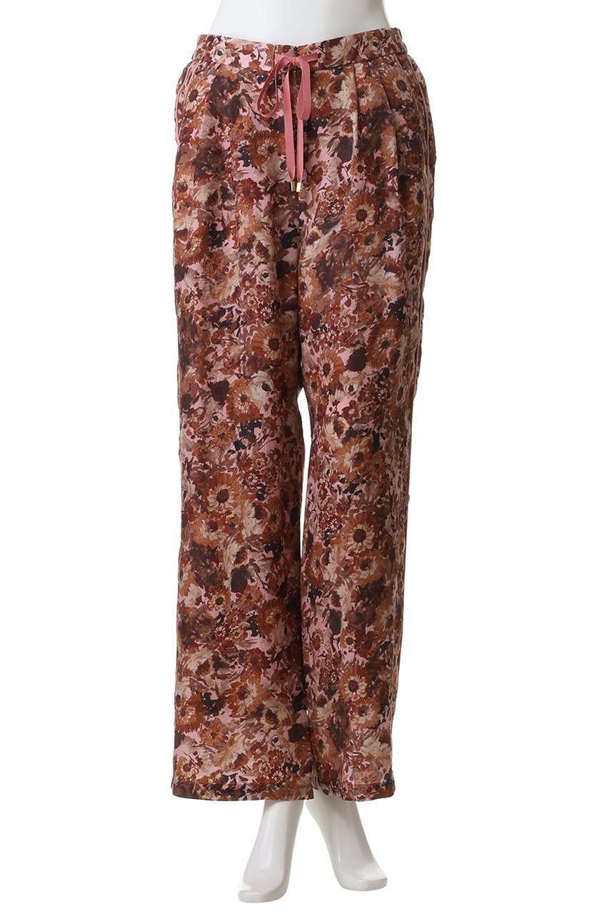 【ルール ロジェット/leur logette】のフラワープリントキュプラパンツ 人気、トレンドファッション・服の通販 founy(ファニー) 　ファッション　Fashion　レディースファッション　Fashion for Women　パンツ　Pants & Trousers　キュプラ　Cupro, Eco Fabric　フラワー　Flower, Floral　プリント　Print, Printed Pattern　リボン　Ribbon, Bow　リラックス　Relax, Relaxed Fit　other-2|ID: prp329100004924668 ipo3291000000036952318