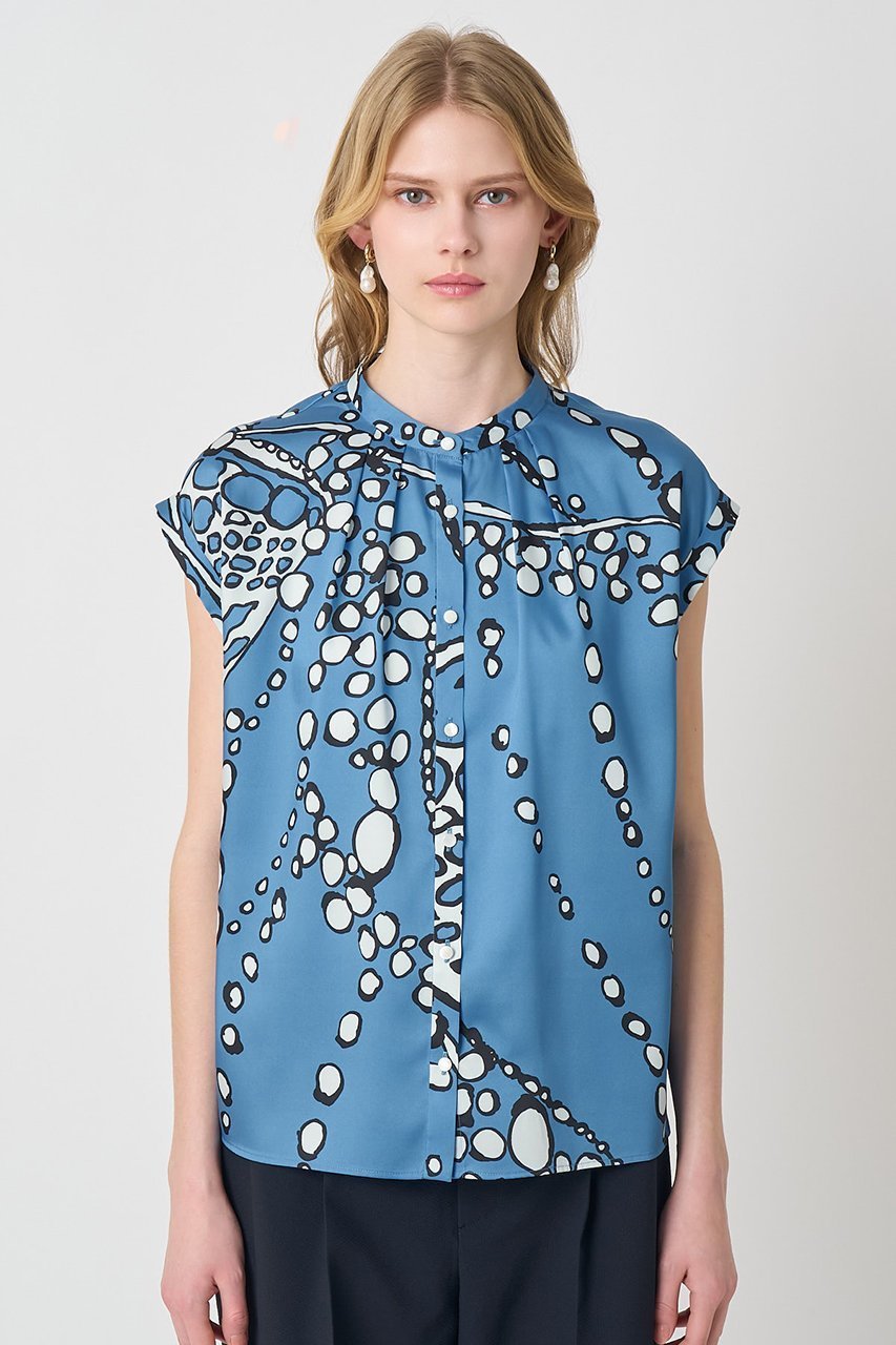 【アナイ/ANAYI】の【セットアップ対象商品】パールドットプリントノースリーブブラウス 人気、トレンドファッション・服の通販 founy(ファニー) 　ファッション　Fashion　レディースファッション　Fashion for Women　トップス・カットソー　Cut & Sew Tops　キャミソール&ノースリーブ　Camisoles & Sleeveless Tops　シャツ・ブラウス・オフィスカジュアル　Elegant Blouses & Button-Ups　おすすめ　Recommended / Our Picks　イタリア　Italy　スリット　Slit, Slit Detail　セットアップ　Set-Up, Coordinated Outfit　ドロップ　Drop Shoulder, Dropped Style　ノースリーブ　Sleeveless, No-Sleeve　パール　Pearl, Pearl Accent　フロント　Front, Front Design　エレガント 上品　Elegant　再入荷　Restock / Back in Stock　other-7|ID: prp329100004924696 ipo3291000000036952516