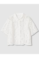 【アナイ/ANAYI】の【セットアップ対象商品】リーフコード刺繍半袖 ブラウス 人気、トレンドファッション・服の通販 founy(ファニー) ファッション Fashion レディースファッション Fashion for Women トップス・カットソー Cut & Sew Tops シャツ・ブラウス・オフィスカジュアル Elegant Blouses & Button-Ups おすすめ Recommended / Our Picks エンブロイダリー Embroidery Design ショート Short, Short Length スリーブ Sleeve, Long Sleeve / Short Sleeve セットアップ Set-Up, Coordinated Outfit バランス Balance, Style Balance モチーフ Motif, Design Theme リーフ Leaf, Botanical Leaf 半袖 Short Sleeve, Half Sleeve 無地 Plain, Solid Color |ID:prp329100004924713