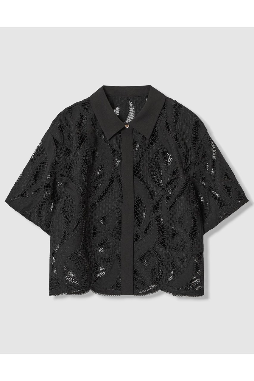 【アナイ/ANAYI】の【セットアップ対象商品】リーフコード刺繍半袖 ブラウス インテリア・キッズ・メンズ・レディースファッション・服の通販 founy(ファニー) ファッション Fashion レディースファッション Fashion for Women トップス・カットソー Cut & Sew Tops シャツ・ブラウス・オフィスカジュアル Elegant Blouses & Button-Ups おすすめ Recommended / Our Picks エンブロイダリー Embroidery Design ショート Short, Short Length スリーブ Sleeve, Long Sleeve / Short Sleeve セットアップ Set-Up, Coordinated Outfit バランス Balance, Style Balance モチーフ Motif, Design Theme リーフ Leaf, Botanical Leaf 半袖 Short Sleeve, Half Sleeve 無地 Plain, Solid Color ブラック|ID: prp329100004924713 ipo3291000000036952678