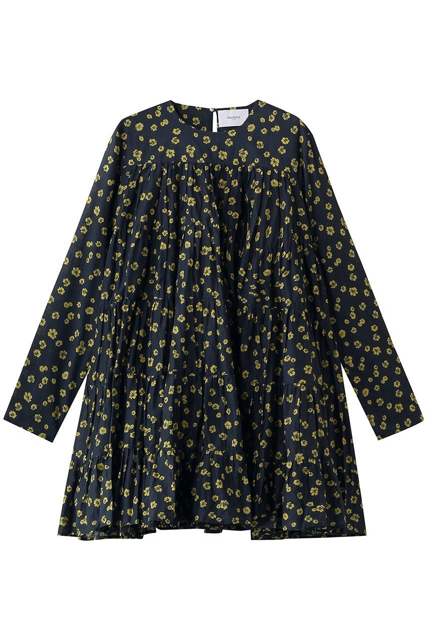 【マーレット/MERLETTE】のSOLIMAN PRINT フラワープリント ティアードドレス インテリア・キッズ・メンズ・レディースファッション・服の通販 founy(ファニー) 　ファッション　Fashion　レディースファッション　Fashion for Women　ワンピース　Dresses　フォーマル・パーティードレス・結婚式用ドレス　Elegant & Casual Dresses　チュニック　Tunic Tops & Dresses　おすすめ　Recommended / Our Picks　チュニック　Tunic, Long Top　ドレス　Dress, One-Piece　フラワー　Flower, Floral　プリント　Print, Printed Pattern　レギンス　Leggings, Stretch Pants　定番　Standard, Basic Item　春　Spring　ネイビー|ID: prp329100004924716 ipo3291000000036952717