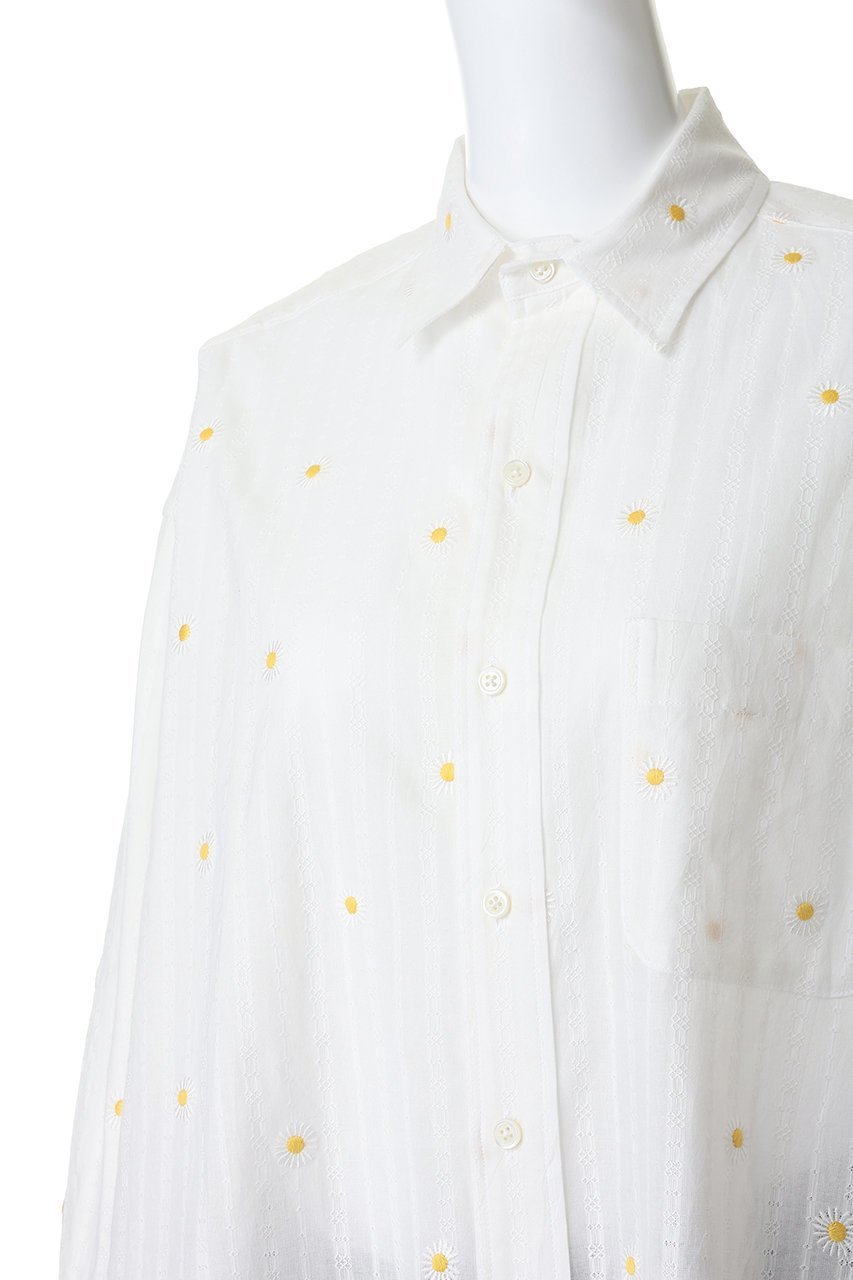 【クチュールドアダム/COUTURE D'ADAM】のマーガレット刺繍ビッグシャツ 人気、トレンドファッション・服の通販 founy(ファニー) 　ファッション　Fashion　レディースファッション　Fashion for Women　トップス・カットソー　Cut & Sew Tops　シャツ・ブラウス・オフィスカジュアル　Elegant Blouses & Button-Ups　なめらか　Smooth, Silky Texture　スラックス　Slacks, Dress Pants　スリーブ　Sleeve, Long Sleeve / Short Sleeve　デニム　Denim, Jeans Material　ビッグ　Big, Oversized　マーガレット　Marguerite, Daisy Pattern　リラックス　Relax, Relaxed Fit　ロング　Long, Long-Length　ワイド　Wide, Wide Fit　エレガント 上品　Elegant　再入荷　Restock / Back in Stock　other-5|ID: prp329100004924790 ipo3291000000036953373