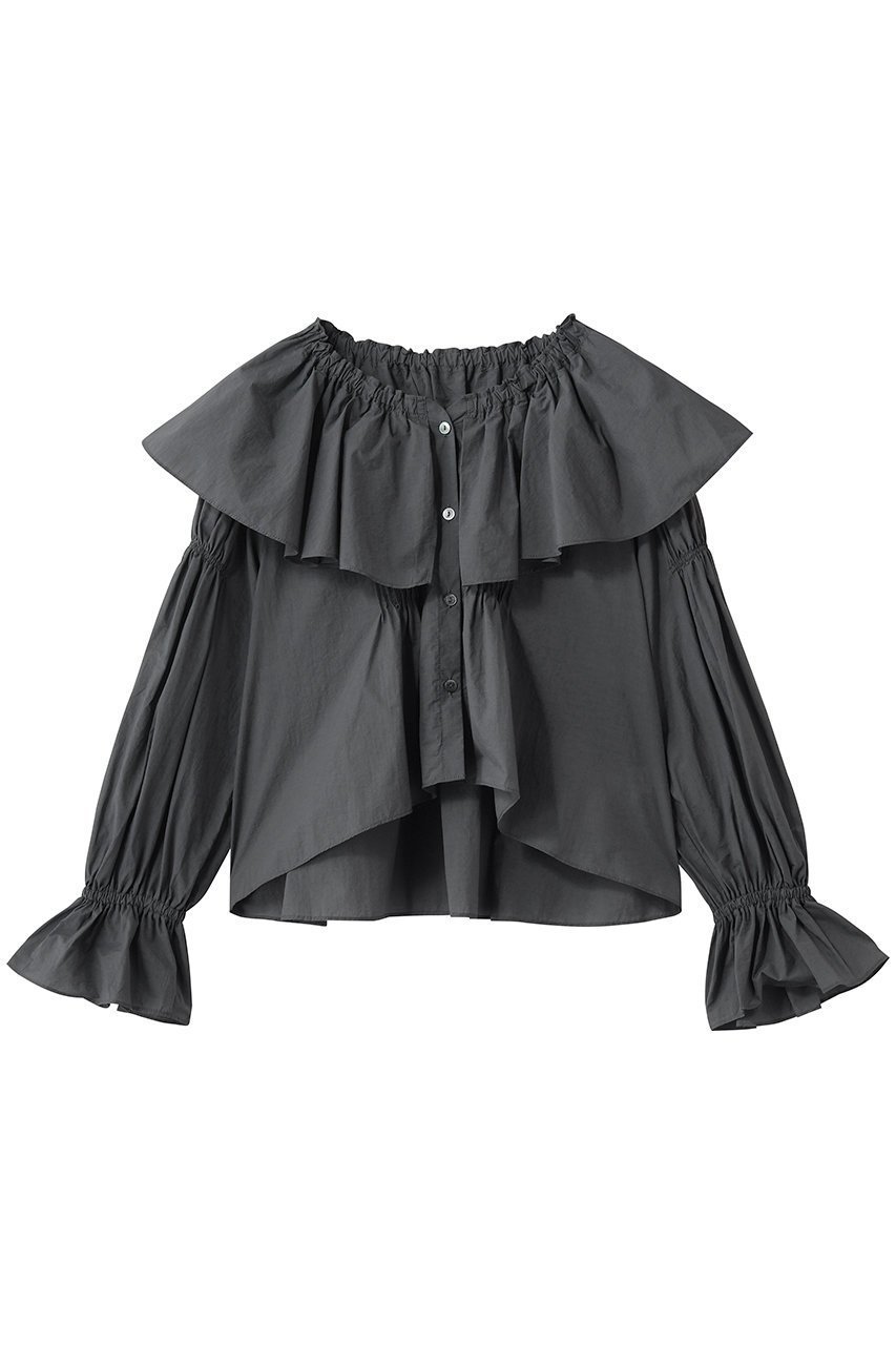 【ランバン オン ブルー/LANVIN en Bleu】のギャザーフリルブラウス インテリア・キッズ・メンズ・レディースファッション・服の通販 founy(ファニー) ファッション Fashion レディースファッション Fashion for Women トップス・カットソー Cut & Sew Tops シャツ・ブラウス・オフィスカジュアル Elegant Blouses & Button-Ups ギャザー Gathered, Ruffled スリーブ Sleeve, Long Sleeve / Short Sleeve デニム Denim, Jeans Material バランス Balance, Style Balance フリル Frill, Ruffle ロング Long, Long-Length エレガント 上品 Elegant グレー|ID: prp329100004924810 ipo3291000000036953512