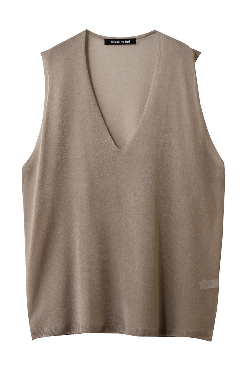 【ミズイロ インド/mizuiro ind】のsheer deep V neck vest ベスト インテリア・キッズ・メンズ・レディースファッション・服の通販 founy(ファニー) 　ファッション　Fashion　レディースファッション　Fashion for Women　トップス・カットソー　Cut & Sew Tops　ニット　Knit Tops & Sweaters　ベスト&ジレ / 重ね着スタイル　Vests & Gilets　カジュアルプルオーバー・ニットトップス　Pullovers & Knit Tops / Casual Pullovers　シアー　Sheer, See-Through　ベスト　Vest, Waistcoat　リラックス　Relax, Relaxed Fit　ワイド　Wide, Wide Fit　beige|ID: prp329100004924830 ipo3291000000036953684