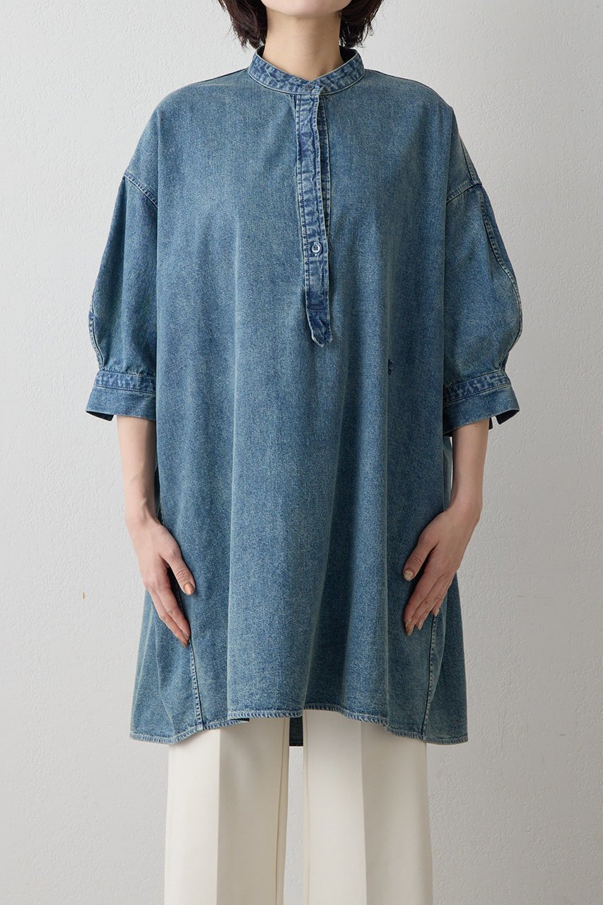 【ウィムガゼット/Whim Gazette】のDENIM刺繍チュニックシャツ 人気、トレンドファッション・服の通販 founy(ファニー) 　ファッション　Fashion　レディースファッション　Fashion for Women　トップス・カットソー　Cut & Sew Tops　シャツ・ブラウス・オフィスカジュアル　Elegant Blouses & Button-Ups　クラシカル　Classical, Vintage-Inspired　ショルダー　Shoulder, Shoulder Strap　スタンド　Stand Collar, Upright Stand　スリーブ　Sleeve, Long Sleeve / Short Sleeve　チュニック　Tunic, Long Top　デニム　Denim, Jeans Material　ドロップ　Drop Shoulder, Dropped Style　バランス　Balance, Style Balance　フロント　Front, Front Design　ユーズド　Used, Vintage-Look　ロング　Long, Long-Length　ワンポイント　One Point, Statement Accent　other-6|ID: prp329100004924859 ipo3291000000036953950