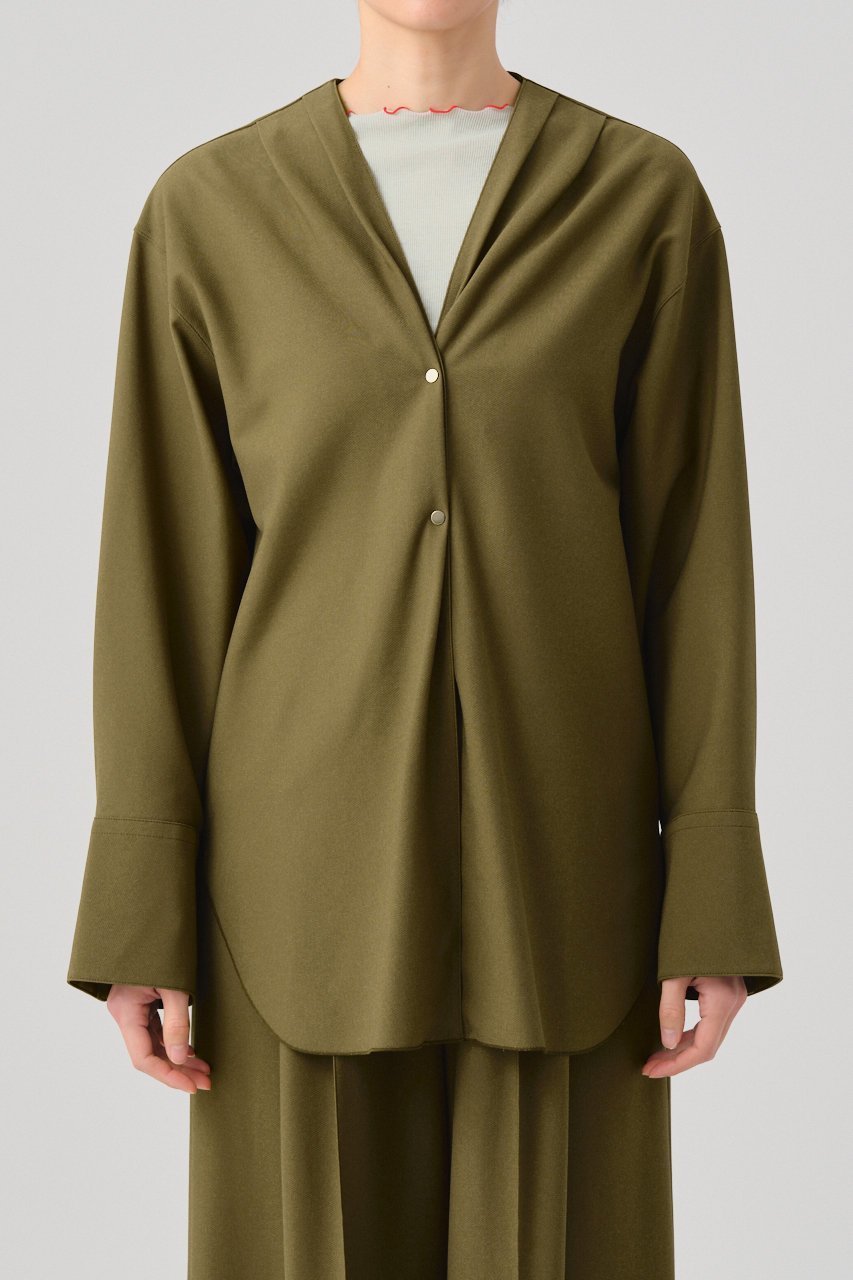 【グッド ピープル グッド ステッチング グッド プロダクト/GOOD PEOPLE GOOD STITCHING GOOD PRODUCT】のノーカラー イージー シャツジャケット 人気、トレンドファッション・服の通販 founy(ファニー) 　ファッション　Fashion　レディースファッション　Fashion for Women　アウター　Coat / Outerwear Collection　レディースジャケット・軽アウター　Jackets　おすすめ　Recommended / Our Picks　キュプラ　Cupro, Eco Fabric　ジャケット　Jacket, Outerwear　セットアップ　Set-Up, Coordinated Outfit　ドット　Polka Dot, Dot Pattern　夏　Summer　春　Spring　S/S・春夏　SS, Spring/Summer, Warm Season　other-7|ID: prp329100004924865 ipo3291000000036953982