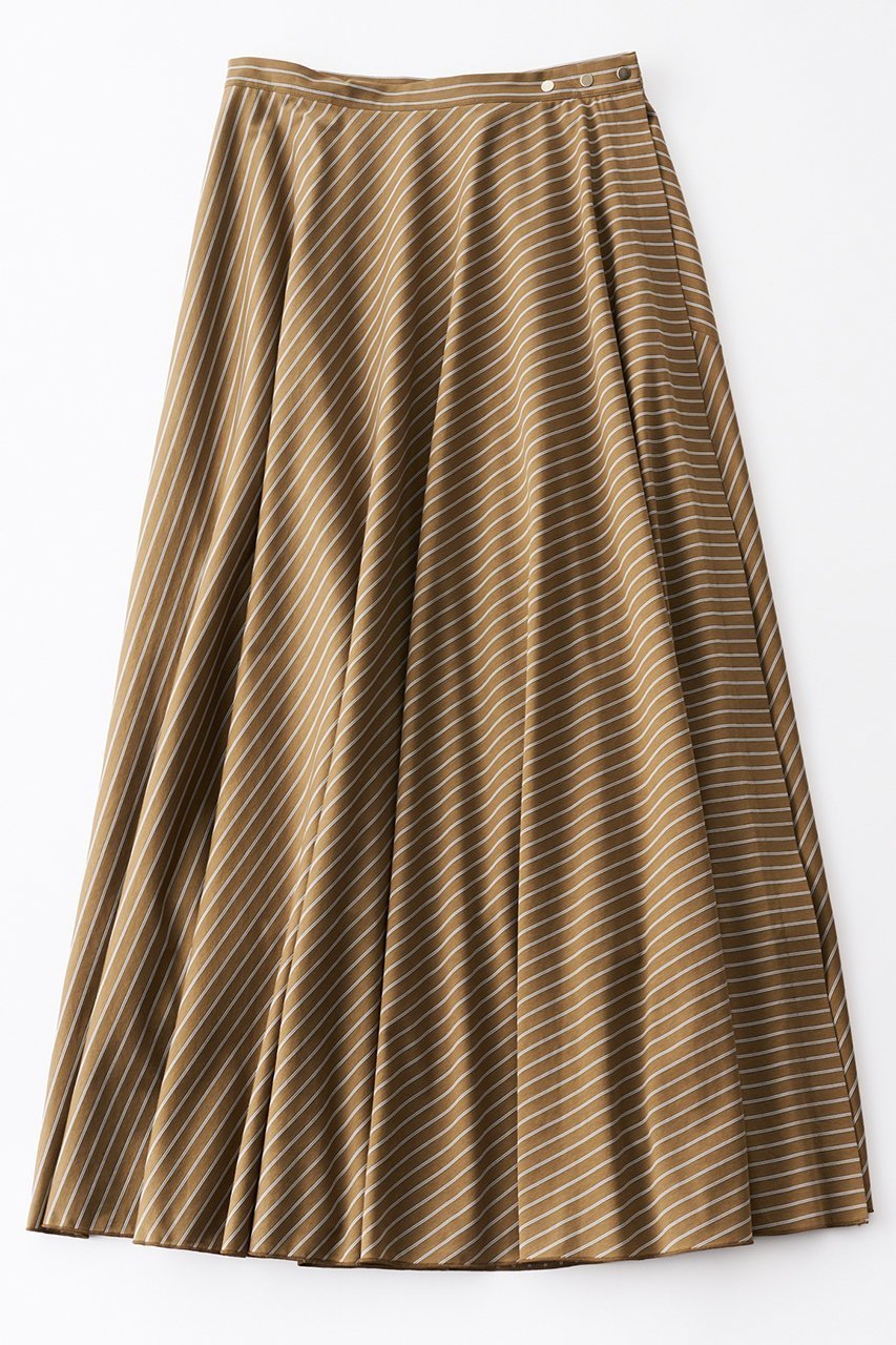 【グッド ピープル グッド ステッチング グッド プロダクト/GOOD PEOPLE GOOD STITCHING GOOD PRODUCT】のフレア ラップ スカート インテリア・キッズ・メンズ・レディースファッション・服の通販 founy(ファニー) 　ファッション　Fashion　レディースファッション　Fashion for Women　スカート　Skirts　ロングスカート　Long Skirts / Maxi & Midi Skirts　カットソー　Cut and Sewn Top　ストライプ　Stripe, Striped Pattern　ダブル　Double, Double-Breasted　フレア　Flare, Flared　ラップ　Wrap, Wrap Design　ロング　Long, Long-Length　エレガント 上品　Elegant　ライトブラウン|ID: prp329100004924866 ipo3291000000036953986
