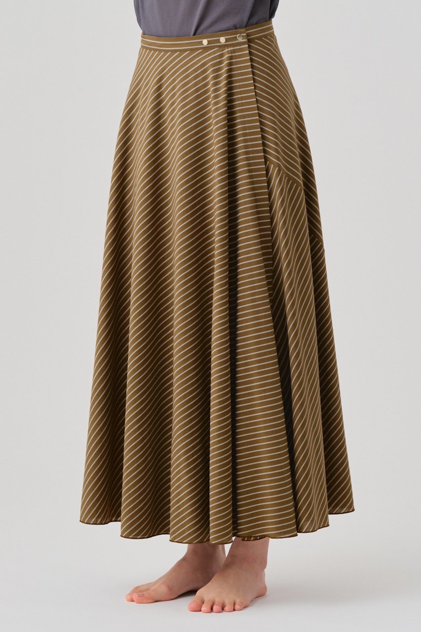 【グッド ピープル グッド ステッチング グッド プロダクト/GOOD PEOPLE GOOD STITCHING GOOD PRODUCT】のフレア ラップ スカート 人気、トレンドファッション・服の通販 founy(ファニー) 　ファッション　Fashion　レディースファッション　Fashion for Women　スカート　Skirts　ロングスカート　Long Skirts / Maxi & Midi Skirts　カットソー　Cut and Sewn Top　ストライプ　Stripe, Striped Pattern　ダブル　Double, Double-Breasted　フレア　Flare, Flared　ラップ　Wrap, Wrap Design　ロング　Long, Long-Length　エレガント 上品　Elegant　other-8|ID: prp329100004924866 ipo3291000000036953995