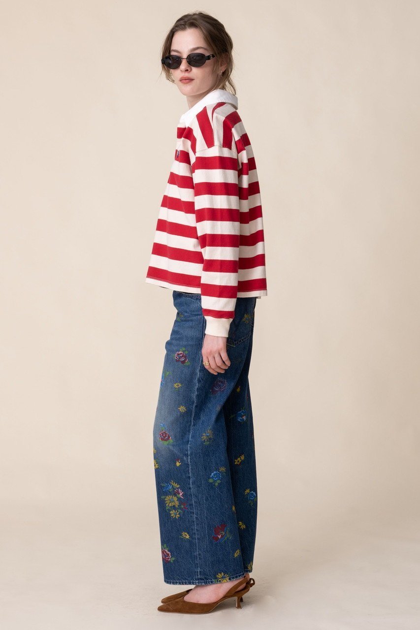 【マザー/MOTHER】の【LIL】 RERUN ZIP SNEAK フラワープリントデニム (IEL) 人気、トレンドファッション・服の通販 founy(ファニー) 　ファッション　Fashion　レディースファッション　Fashion for Women　パンツ　Pants & Trousers　デニムパンツ・ジーンズ・美脚デニム　Denim Jeans & Pants　インディゴ　Indigo Denim　カラフル　Colorful Design　シンプル　Simple, Minimal　デニム　Denim, Jeans Material　リラックス　Relax, Relaxed Fit　再入荷　Restock / Back in Stock　定番　Standard, Basic Item　other-8|ID: prp329100004924884 ipo3291000000036954119