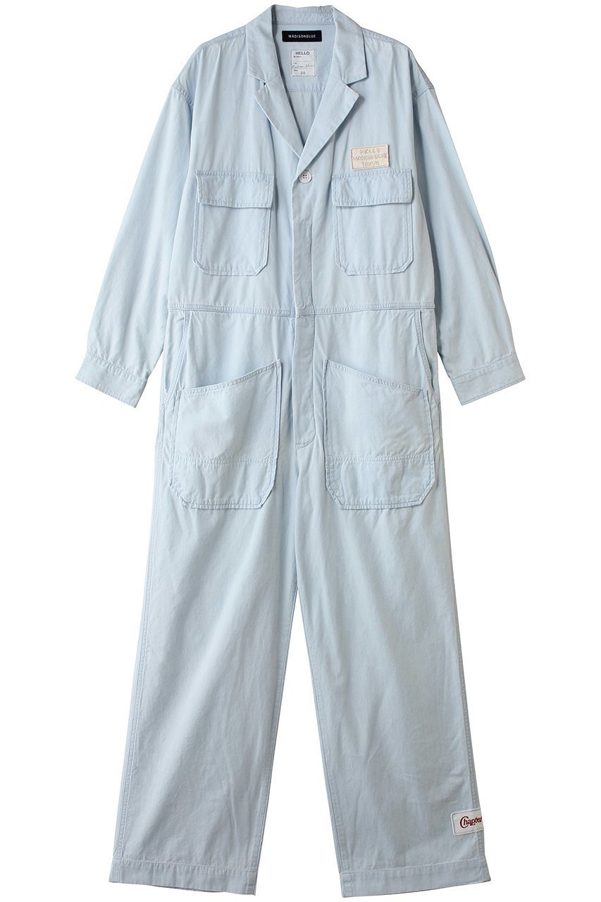 【マディソンブルー/MADISONBLUE】のJUMP SUIT CHAMBRAY(VW) ジャンプスーツ インテリア・キッズ・メンズ・レディースファッション・服の通販 founy(ファニー) 　ファッション　Fashion　レディースファッション　Fashion for Women　パンツ　Pants & Trousers　シャンブレー　Chambray, Denim-Like Fabric　スーツ　Suit, Formalwear　ブルー|ID: prp329100004924890 ipo3291000000036954162