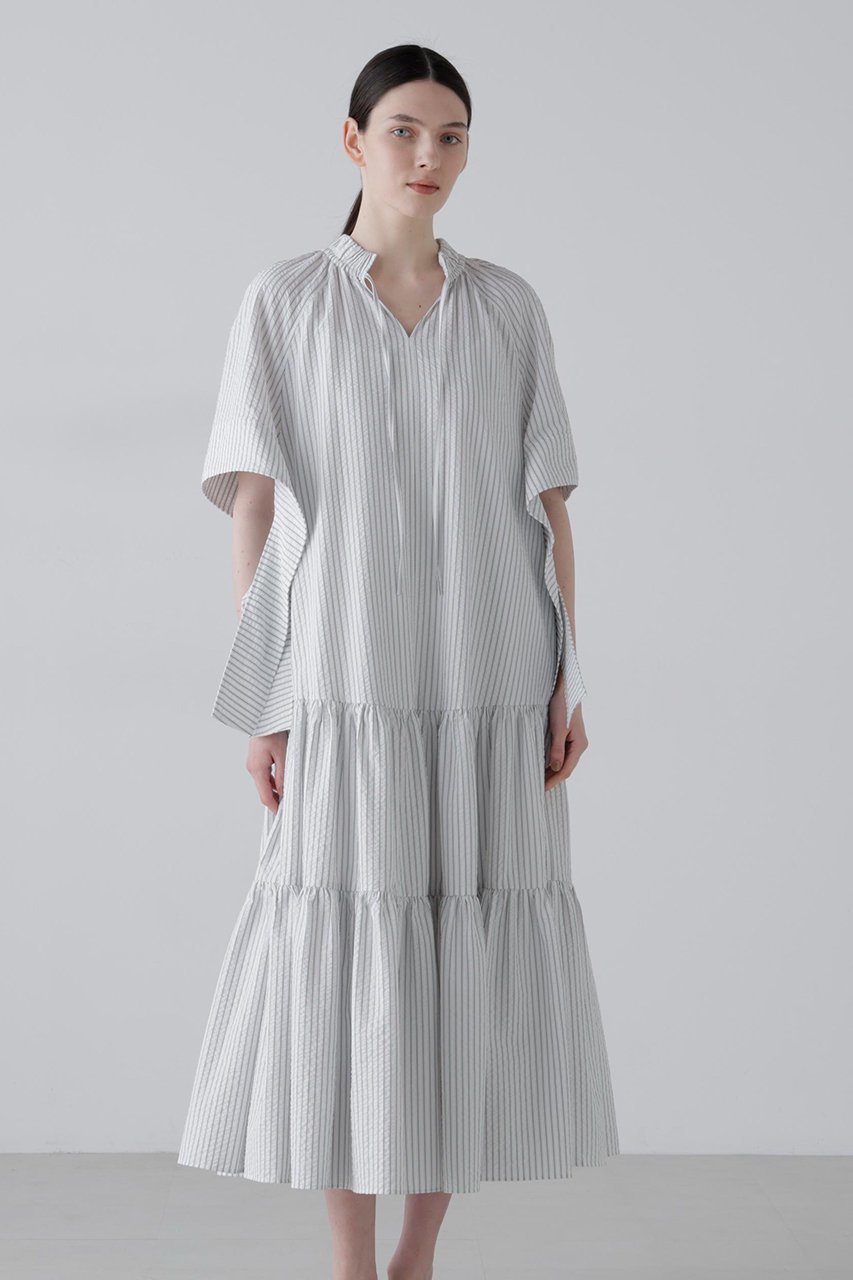 【アドーア/ADORE】のサッカーストライプワンピース 人気、トレンドファッション・服の通販 founy(ファニー) 　ファッション　Fashion　レディースファッション　Fashion for Women　ワンピース　Dresses　チュニック　Tunic Tops & Dresses　ギャザー　Gathered, Ruffled　ストライプ　Stripe, Striped Pattern　タフタ　Taffeta, Structured Fabric　チュニック　Tunic, Long Top　リボン　Ribbon, Bow　ロング　Long, Long-Length　other-2|ID: prp329100004924899 ipo3291000000036954256