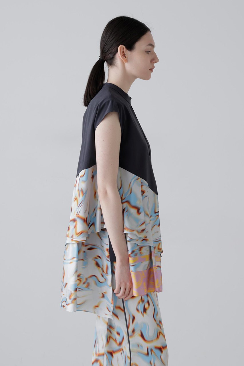 【アドーア/ADORE】のユーフォリアプリントブラウス 人気、トレンドファッション・服の通販 founy(ファニー) 　ファッション　Fashion　レディースファッション　Fashion for Women　トップス・カットソー　Cut & Sew Tops　シャツ・ブラウス・オフィスカジュアル　Elegant Blouses & Button-Ups　おすすめ　Recommended / Our Picks　アシンメトリー　Asymmetrical Style　サテン　Satin, Glossy Fabric　ショート　Short, Short Length　スリーブ　Sleeve, Long Sleeve / Short Sleeve　セットアップ　Set-Up, Coordinated Outfit　ドレープ　Drape, Draping Fabric　プリント　Print, Printed Pattern　モチーフ　Motif, Design Theme　エレガント 上品　Elegant　無地　Plain, Solid Color　other-5|ID: prp329100004924917 ipo3291000000036954388