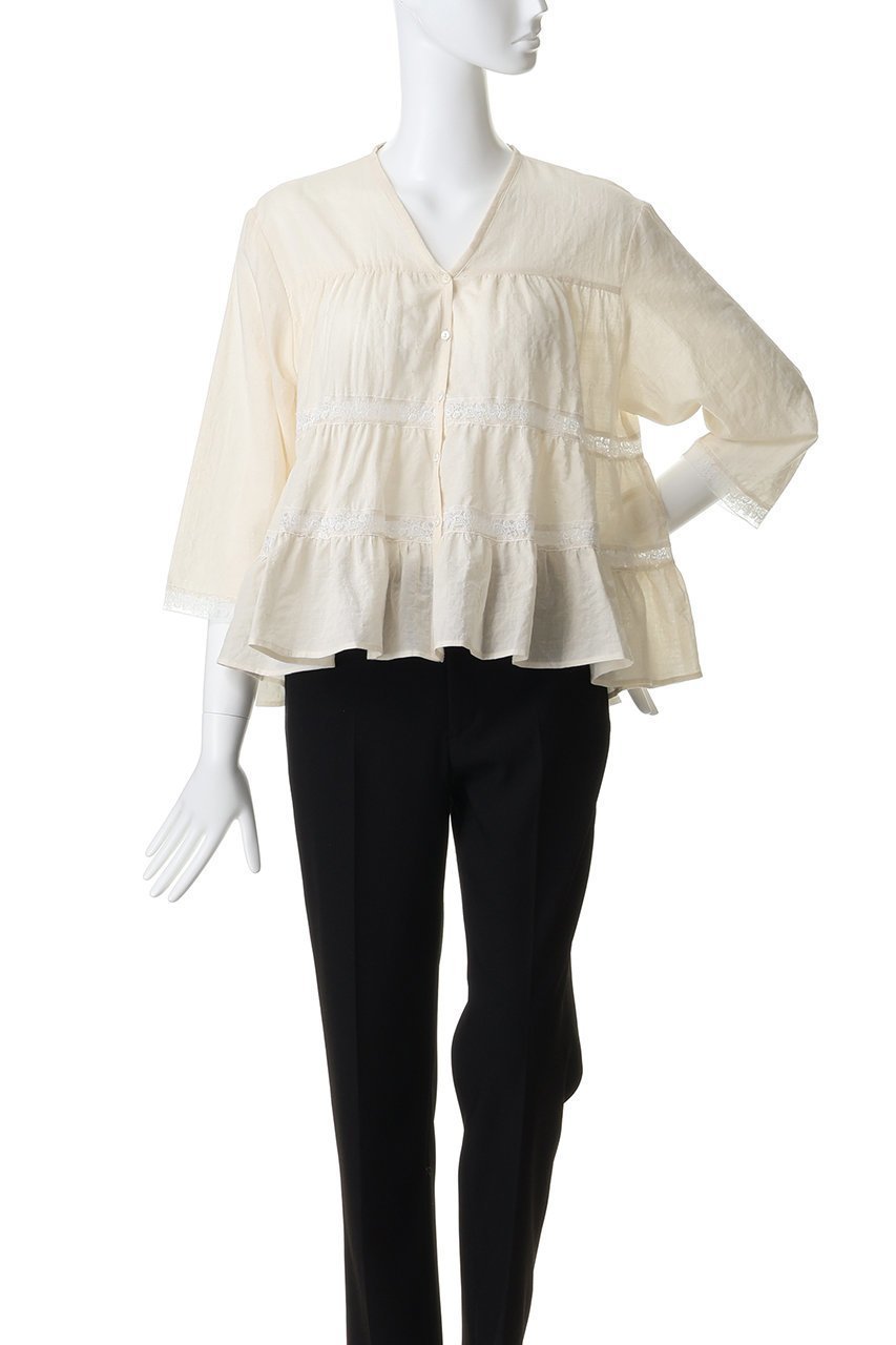 【ナナデコール/nanadecor】のコスモスレースティアードブラウス 人気、トレンドファッション・服の通販 founy(ファニー) 　ファッション　Fashion　レディースファッション　Fashion for Women　トップス・カットソー　Cut & Sew Tops　シャツ・ブラウス・オフィスカジュアル　Elegant Blouses & Button-Ups　スリーブ　Sleeve, Long Sleeve / Short Sleeve　フレア　Flare, Flared　レース　Lace, Lace Fabric　ロング　Long, Long-Length　other-2|ID: prp329100004924947 ipo3291000000036954641