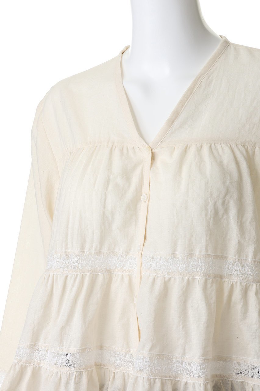 【ナナデコール/nanadecor】のコスモスレースティアードブラウス 人気、トレンドファッション・服の通販 founy(ファニー) 　ファッション　Fashion　レディースファッション　Fashion for Women　トップス・カットソー　Cut & Sew Tops　シャツ・ブラウス・オフィスカジュアル　Elegant Blouses & Button-Ups　スリーブ　Sleeve, Long Sleeve / Short Sleeve　フレア　Flare, Flared　レース　Lace, Lace Fabric　ロング　Long, Long-Length　other-5|ID: prp329100004924947 ipo3291000000036954644