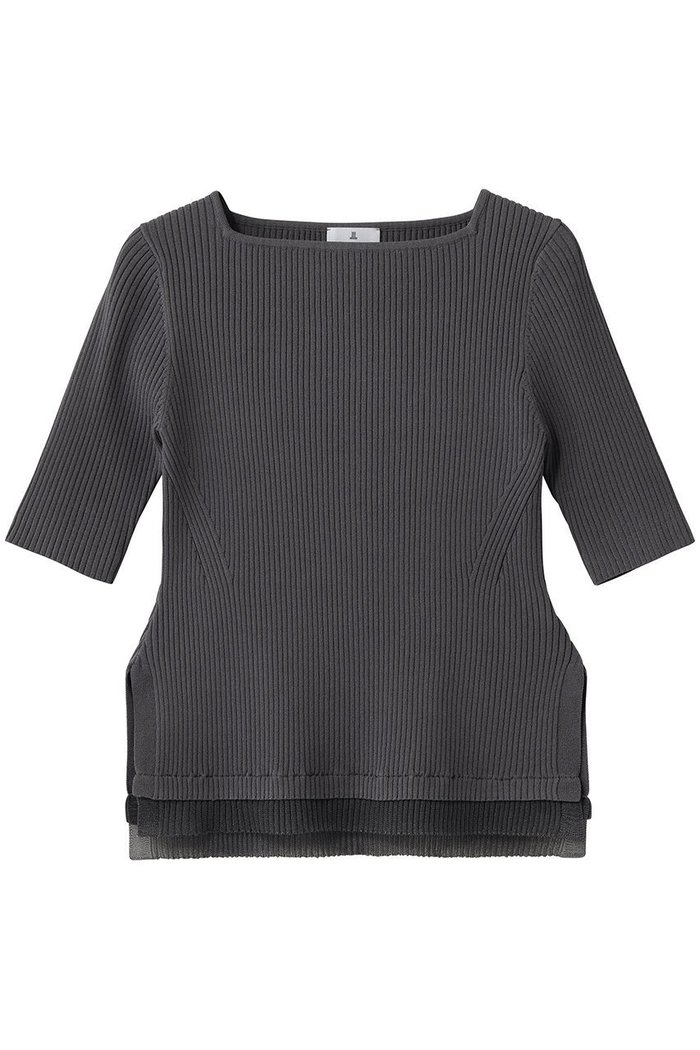 【ランバン オン ブルー/LANVIN en Bleu】のスクエアネックリブニット インテリア・キッズ・メンズ・レディースファッション・服の通販 founy(ファニー) https://founy.com/ ファッション Fashion レディースファッション Fashion for Women トップス・カットソー Cut & Sew Tops ニット Knit Tops & Sweaters カジュアルプルオーバー・ニットトップス Pullovers & Knit Tops / Casual Pullovers インナー Innerwear スクエア Square, Square Shape スリット Slit, Slit Detail リブニット Rib Knit, Ribbed Knit エレガント 上品 Elegant 半袖 Short Sleeve, Half Sleeve |ID: prp329100004924956 ipo3291000000036954734