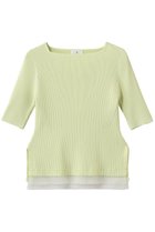 【ランバン オン ブルー/LANVIN en Bleu】のスクエアネックリブニット 人気、トレンドファッション・服の通販 founy(ファニー) ファッション Fashion レディースファッション Fashion for Women トップス・カットソー Cut & Sew Tops ニット Knit Tops & Sweaters カジュアルプルオーバー・ニットトップス Pullovers & Knit Tops / Casual Pullovers インナー Innerwear スクエア Square, Square Shape スリット Slit, Slit Detail リブニット Rib Knit, Ribbed Knit エレガント 上品 Elegant 半袖 Short Sleeve, Half Sleeve thumbnail イエロー|ID: prp329100004924956 ipo3291000000036954737