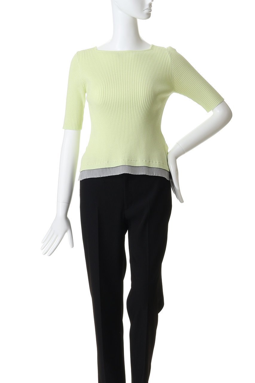 【ランバン オン ブルー/LANVIN en Bleu】のスクエアネックリブニット 人気、トレンドファッション・服の通販 founy(ファニー) 　ファッション　Fashion　レディースファッション　Fashion for Women　トップス・カットソー　Cut & Sew Tops　ニット　Knit Tops & Sweaters　カジュアルプルオーバー・ニットトップス　Pullovers & Knit Tops / Casual Pullovers　インナー　Innerwear　スクエア　Square, Square Shape　スリット　Slit, Slit Detail　リブニット　Rib Knit, Ribbed Knit　エレガント 上品　Elegant　半袖　Short Sleeve, Half Sleeve　other-2|ID: prp329100004924956 ipo3291000000036954738