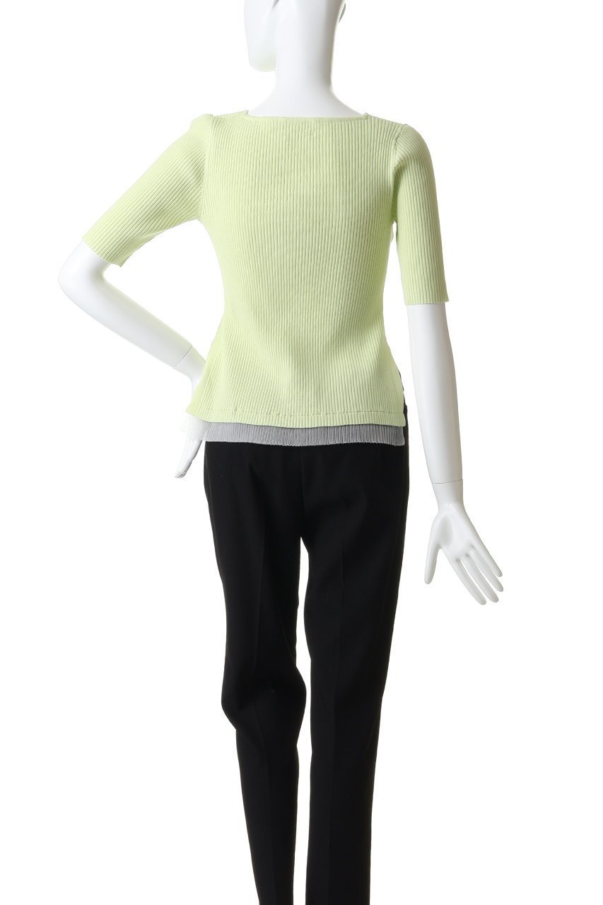 【ランバン オン ブルー/LANVIN en Bleu】のスクエアネックリブニット 人気、トレンドファッション・服の通販 founy(ファニー) 　ファッション　Fashion　レディースファッション　Fashion for Women　トップス・カットソー　Cut & Sew Tops　ニット　Knit Tops & Sweaters　カジュアルプルオーバー・ニットトップス　Pullovers & Knit Tops / Casual Pullovers　インナー　Innerwear　スクエア　Square, Square Shape　スリット　Slit, Slit Detail　リブニット　Rib Knit, Ribbed Knit　エレガント 上品　Elegant　半袖　Short Sleeve, Half Sleeve　other-4|ID: prp329100004924956 ipo3291000000036954740