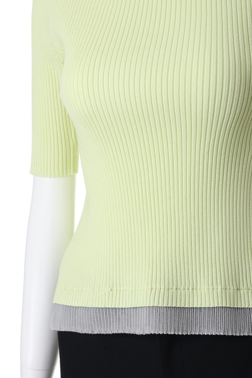 【ランバン オン ブルー/LANVIN en Bleu】のスクエアネックリブニット 人気、トレンドファッション・服の通販 founy(ファニー) 　ファッション　Fashion　レディースファッション　Fashion for Women　トップス・カットソー　Cut & Sew Tops　ニット　Knit Tops & Sweaters　カジュアルプルオーバー・ニットトップス　Pullovers & Knit Tops / Casual Pullovers　インナー　Innerwear　スクエア　Square, Square Shape　スリット　Slit, Slit Detail　リブニット　Rib Knit, Ribbed Knit　エレガント 上品　Elegant　半袖　Short Sleeve, Half Sleeve　other-5|ID: prp329100004924956 ipo3291000000036954742