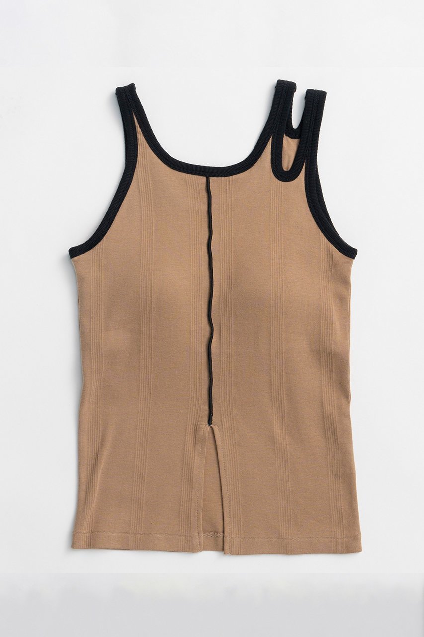【メゾンスペシャル/MAISON SPECIAL】の【Miller×MAISON SPECIAL】コラボヘムスリットタンクトップ インテリア・キッズ・メンズ・レディースファッション・服の通販 founy(ファニー) 　ファッション　Fashion　レディースファッション　Fashion for Women　トップス・カットソー　Cut & Sew Tops　キャミソール&ノースリーブ　Camisoles & Sleeveless Tops　シャツ・ブラウス・オフィスカジュアル　Elegant Blouses & Button-Ups　ロングTシャツ・Tシャツ　Longline T-Shirts & Tees　カットソー・ベーシックTシャツ　Cut-and-Sewn Tops / Stretch Tees & Basics　アシンメトリー　Asymmetrical Style　インナー　Innerwear　キャミソール　Camisole, Spaghetti Strap Top　シンプル　Simple, Minimal　スリット　Slit, Slit Detail　タンク　Tank Top, Sleeveless Top　フロント　Front, Front Design　ベーシック　Basic, Essential　ボーダー　Border, Stripe　BGE(ベージュ)|ID: prp329100004924977 ipo3291000000036954922