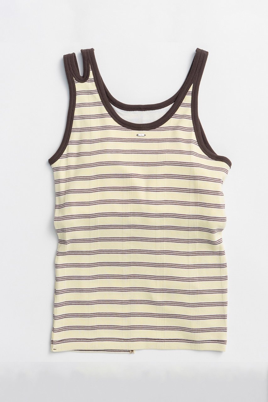 【メゾンスペシャル/MAISON SPECIAL】の【Miller×MAISON SPECIAL】コラボヘムスリットタンクトップ 人気、トレンドファッション・服の通販 founy(ファニー) 　ファッション　Fashion　レディースファッション　Fashion for Women　トップス・カットソー　Cut & Sew Tops　キャミソール&ノースリーブ　Camisoles & Sleeveless Tops　シャツ・ブラウス・オフィスカジュアル　Elegant Blouses & Button-Ups　ロングTシャツ・Tシャツ　Longline T-Shirts & Tees　カットソー・ベーシックTシャツ　Cut-and-Sewn Tops / Stretch Tees & Basics　アシンメトリー　Asymmetrical Style　インナー　Innerwear　キャミソール　Camisole, Spaghetti Strap Top　シンプル　Simple, Minimal　スリット　Slit, Slit Detail　タンク　Tank Top, Sleeveless Top　フロント　Front, Front Design　ベーシック　Basic, Essential　ボーダー　Border, Stripe　other-5|ID: prp329100004924977 ipo3291000000036954927