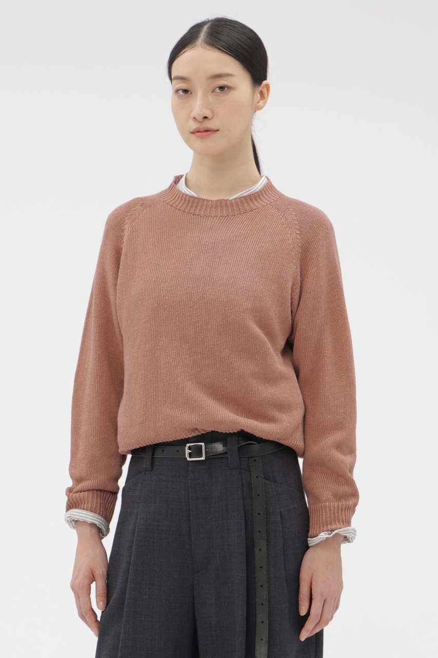 【マーガレットハウエル/MARGARET HOWELL】のLINEN COTTON KNITWEAR インテリア・キッズ・メンズ・レディースファッション・服の通販 founy(ファニー) 　ファッション　Fashion　レディースファッション　Fashion for Women　トップス・カットソー　Cut & Sew Tops　ニット　Knit Tops & Sweaters　カジュアルプルオーバー・ニットトップス　Pullovers & Knit Tops / Casual Pullovers　イタリア　Italy　シンプル　Simple, Minimal　デニム　Denim, Jeans Material　バランス　Balance, Style Balance　リネン　Linen, Linen Fabric　ピンク|ID: prp329100004925047 ipo3291000000036955636