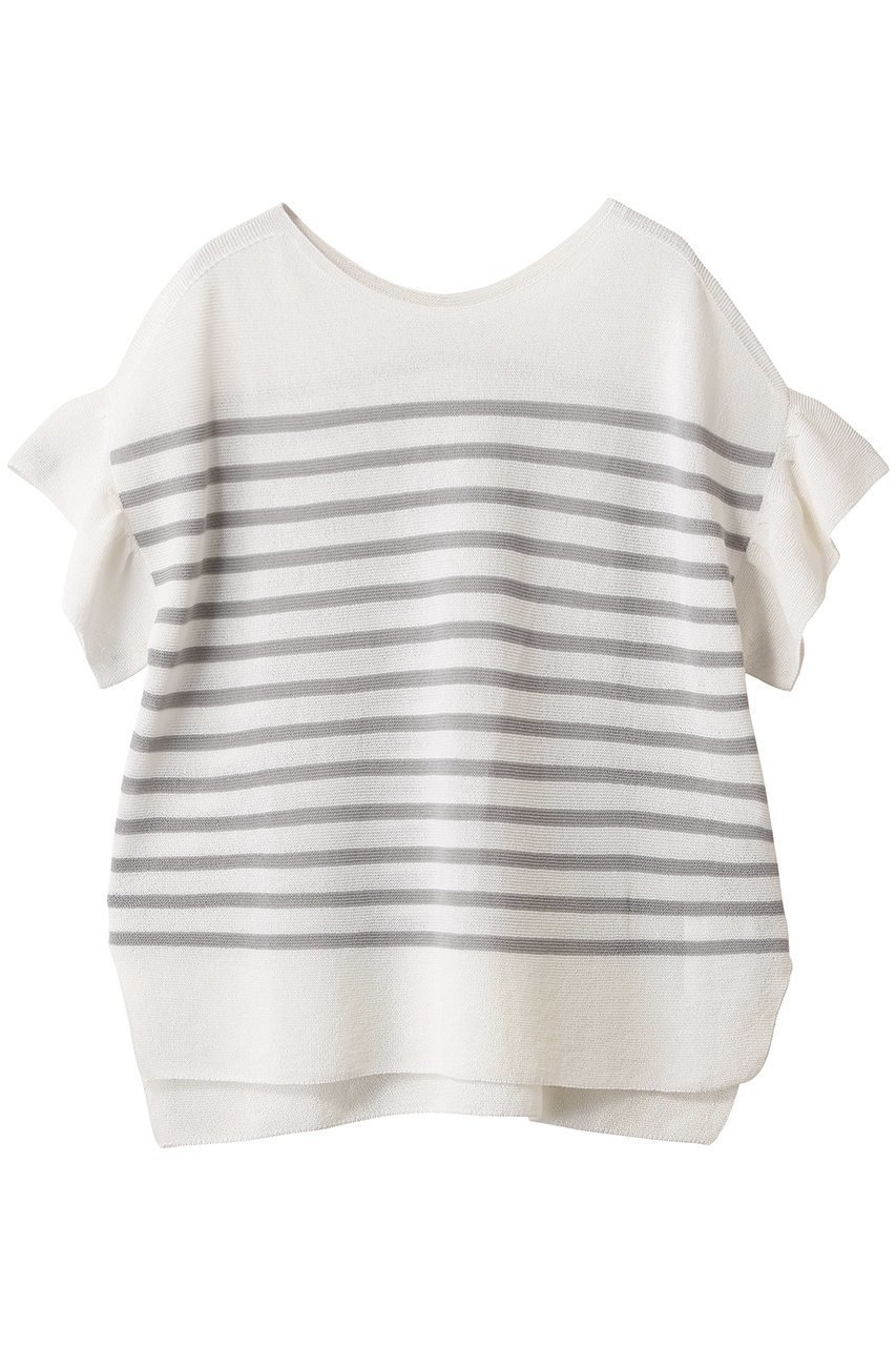 【アナイ/ANAYI】の和紙ガーター2WAYチュニックプルオーバー インテリア・キッズ・メンズ・レディースファッション・服の通販 founy(ファニー) 　ファッション　Fashion　レディースファッション　Fashion for Women　トップス・カットソー　Cut & Sew Tops　ニット　Knit Tops & Sweaters　カジュアルプルオーバー・ニットトップス　Pullovers & Knit Tops / Casual Pullovers　スリーブ　Sleeve, Long Sleeve / Short Sleeve　チュニック　Tunic, Long Top　フェミニン　Feminine, Girly　フリル　Frill, Ruffle　ホワイト×グレー|ID: prp329100004925076 ipo3291000000036955921