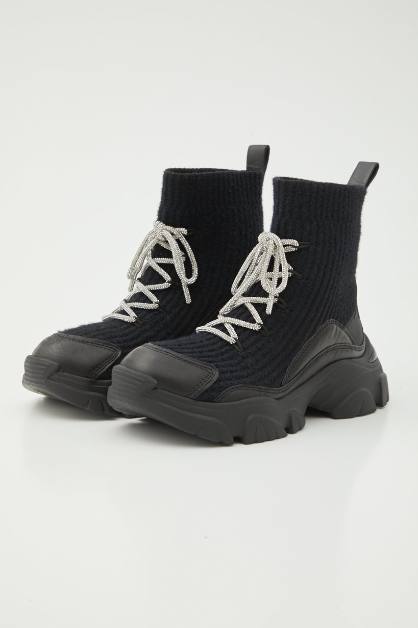 【スタッカート/STACCATO】のドルチェコードスニーカーブーツ 人気、トレンドファッション・服の通販 founy(ファニー) 　ファッション　Fashion　レディースファッション　Fashion for Women　ショート　Short, Short Length　ストーン　Stone, Gem-Like　スニーカー　Sneakers, Trainers　リブニット　Rib Knit, Ribbed Knit　リボン　Ribbon, Bow　レース　Lace, Lace Fabric　再入荷　Restock / Back in Stock　other-2|ID: prp329100004925119 ipo3291000000036956548