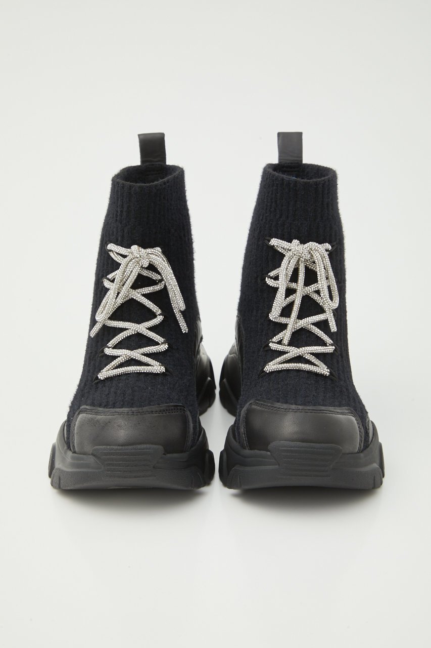 【スタッカート/STACCATO】のドルチェコードスニーカーブーツ 人気、トレンドファッション・服の通販 founy(ファニー) 　ファッション　Fashion　レディースファッション　Fashion for Women　ショート　Short, Short Length　ストーン　Stone, Gem-Like　スニーカー　Sneakers, Trainers　リブニット　Rib Knit, Ribbed Knit　リボン　Ribbon, Bow　レース　Lace, Lace Fabric　再入荷　Restock / Back in Stock　other-3|ID: prp329100004925119 ipo3291000000036956549