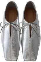 【ダニエラ アンド ジェマ/Daniella & GEMMA】のスクエアトゥリボンタイフラットシューズ シルバー|ID: prp329100004925125 ipo3291000000036956604