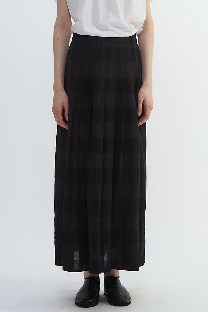 【プレインピープル/PLAIN PEOPLE】のコードチェックワッシャーセミフレアスカート 人気、トレンドファッション・服の通販 founy(ファニー) 　ファッション　Fashion　レディースファッション　Fashion for Women　スカート　Skirts　Aライン・フレアスカート　A-Line & Flared Skirts　ロングスカート　Long Skirts / Maxi & Midi Skirts　シルク　Silk, 100% Silk　シンプル　Simple, Minimal　チェック　Check, Plaid, Tartan　ロング　Long, Long-Length　 other-1|ID: prp329100004925146 ipo3291000000036957127