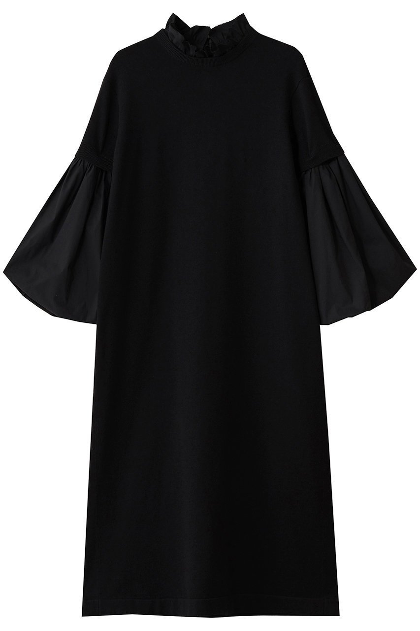 【マリリンムーン/MARILYN MOON】の14Gウール 2way スリーブワンピース インテリア・キッズ・メンズ・レディースファッション・服の通販 founy(ファニー) 　ファッション　Fashion　レディースファッション　Fashion for Women　ワンピース　Dresses　チュニック　Tunic Tops & Dresses　シンプル　Simple, Minimal　スリーブ　Sleeve, Long Sleeve / Short Sleeve　チュニック　Tunic, Long Top　バルーン　Balloon, Balloon Silhouette　フリル　Frill, Ruffle　ロング　Long, Long-Length　ブラック|ID: prp329100004925147 ipo3291000000036957135