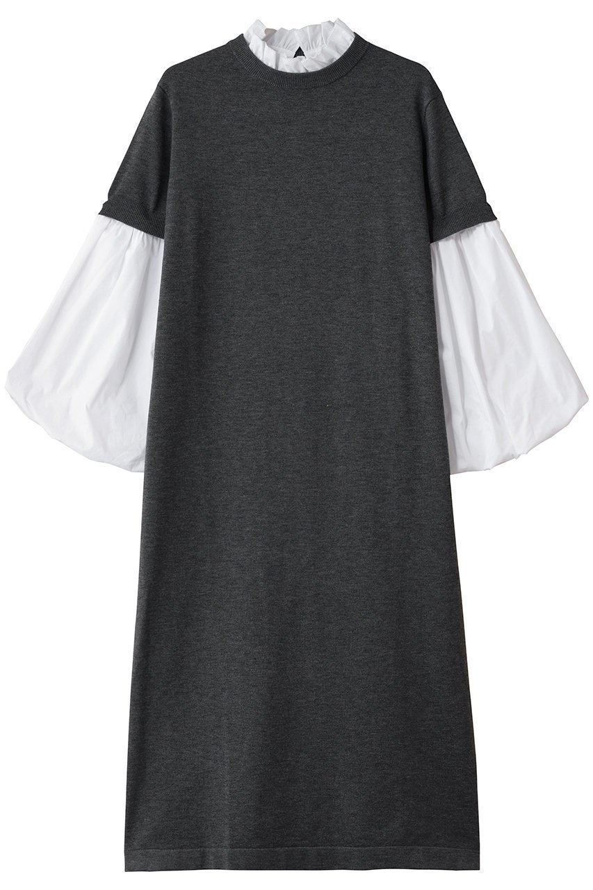 【マリリンムーン/MARILYN MOON】の14Gウール 2way スリーブワンピース インテリア・キッズ・メンズ・レディースファッション・服の通販 founy(ファニー) 　ファッション　Fashion　レディースファッション　Fashion for Women　ワンピース　Dresses　チュニック　Tunic Tops & Dresses　シンプル　Simple, Minimal　スリーブ　Sleeve, Long Sleeve / Short Sleeve　チュニック　Tunic, Long Top　バルーン　Balloon, Balloon Silhouette　フリル　Frill, Ruffle　ロング　Long, Long-Length　チャコール|ID: prp329100004925147 ipo3291000000036957136